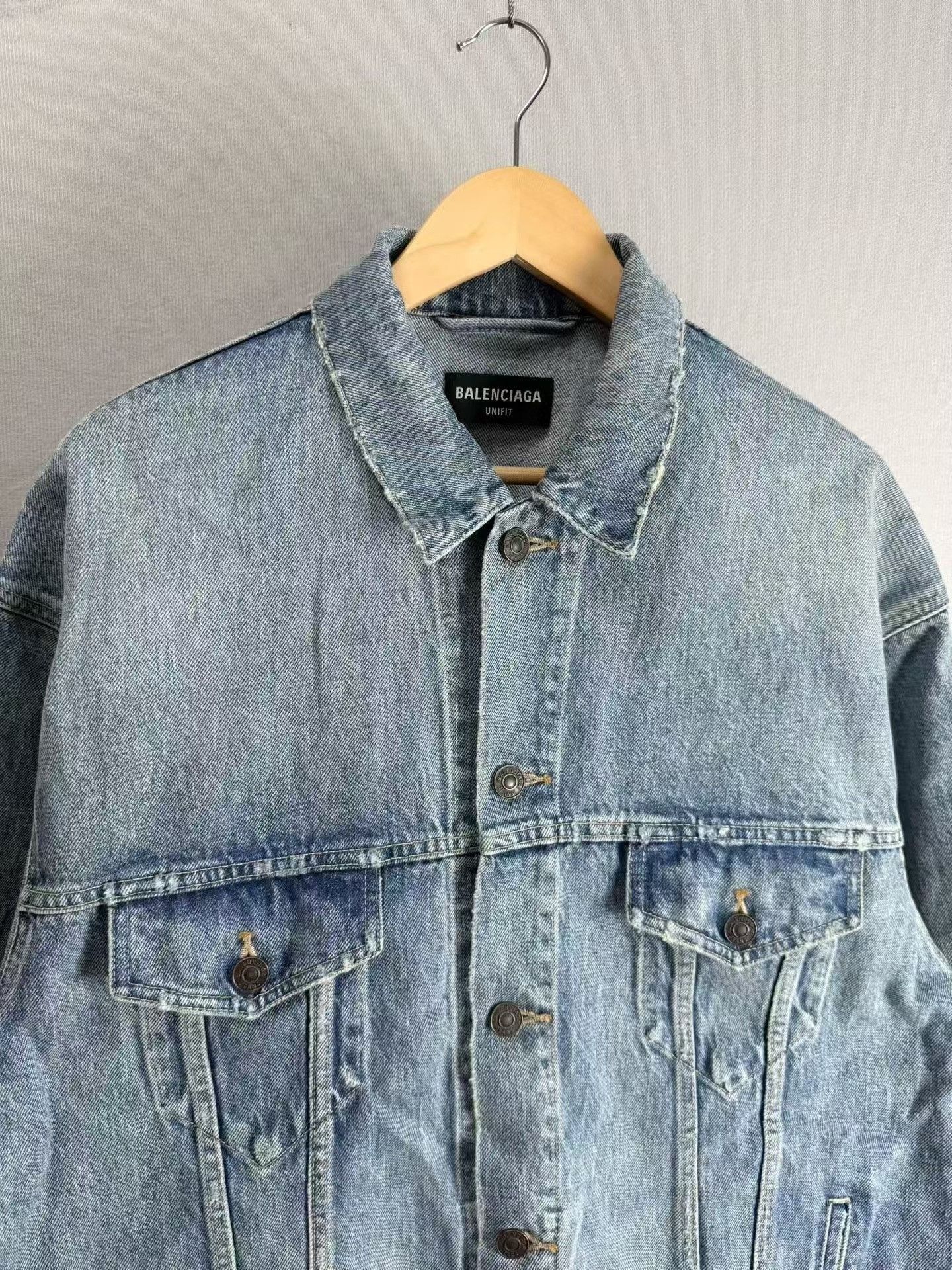 Balenciaga Balenciaga Light Blue Wheat Embroidery Denim Jacket Size US M / EU 48-50 / 2 - 3 Thumbnail