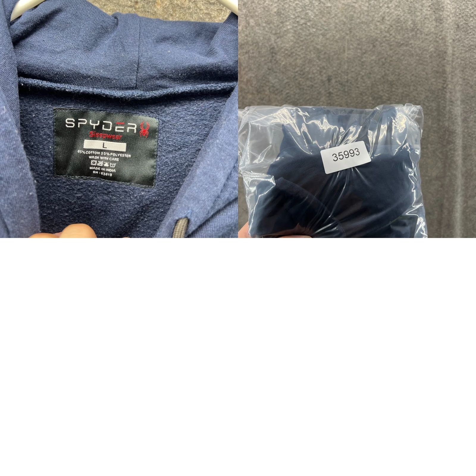 Spyder Spyder Hoodie Mens Large Navy Blue Pullover Fleece Cotton Blend Sleepwear Jacket Size US L / EU 52-54 / 3 - 8 Thumbnail