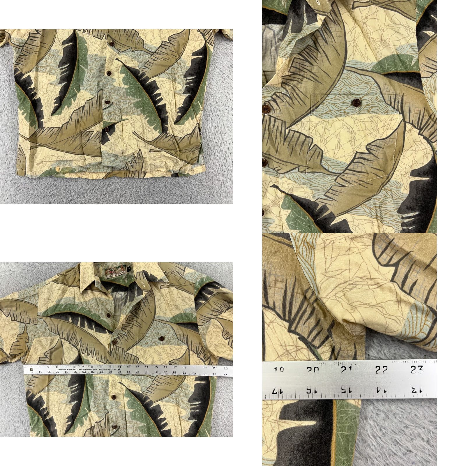 Tori Richard VINTAGE Tori Richard Shirt Mens Medium Beige Palm Leaf Pattern US Made Viscose Size US L / EU 52-54 / 3 - 8 Thumbnail