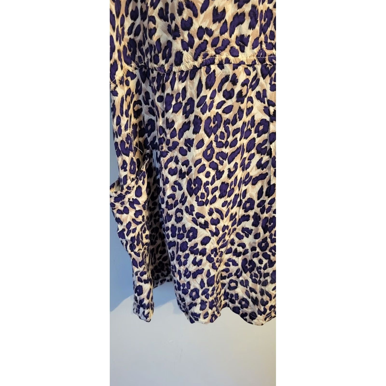 Vintage Twenty One Leopard Smock Top Blouse Mini Dress Pockets Blue Style L Size L / US 10 / IT 46 - 2 Thumbnail