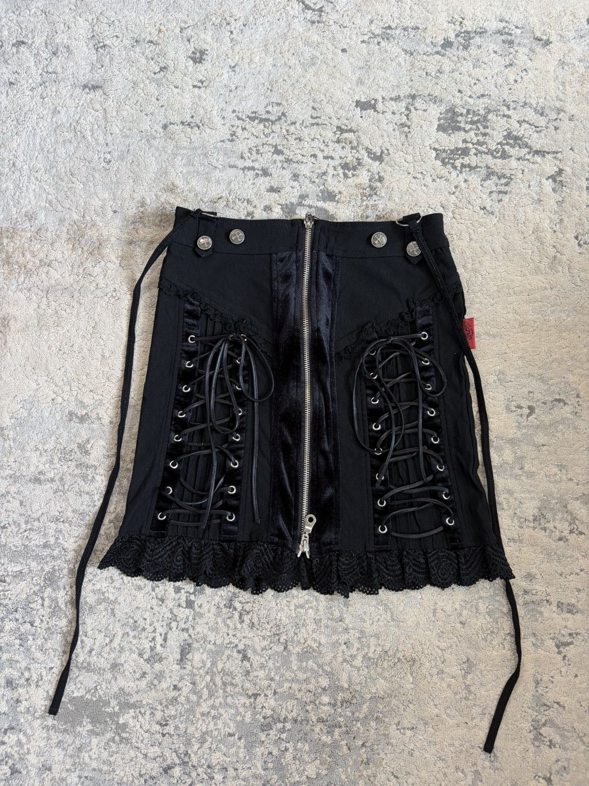 Japanese Brand Ozz On - Corset Lace Up Cross Skirt Size 26" / US 2 / IT 38 - 1 Thumbnail