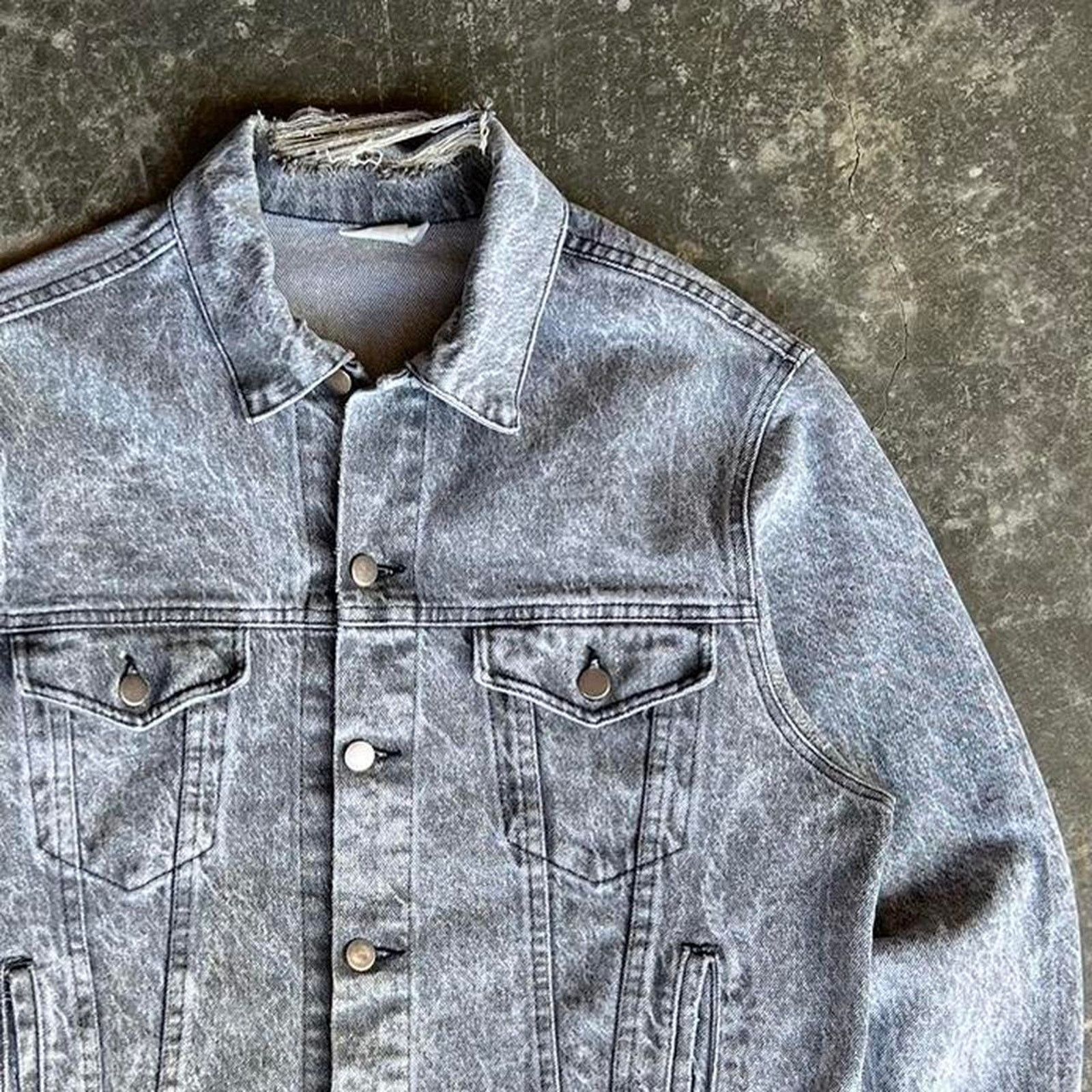 Other Vintage grey denim jacket Size US L / EU 52-54 / 3 - 3 Thumbnail