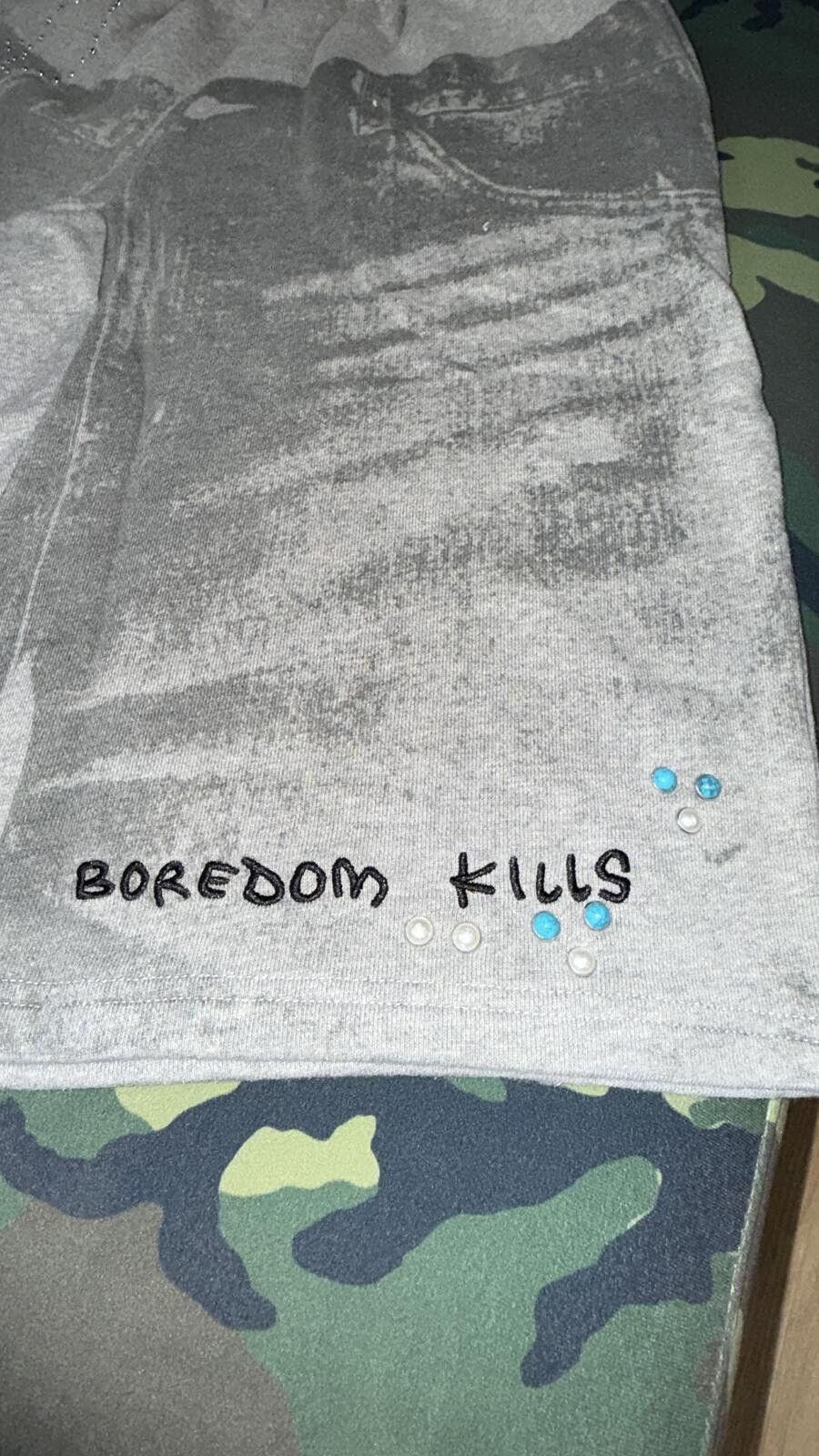 Other Boredom Kills Denim Print Sweat Shorts Size US 30 / EU 46 - 2 Thumbnail