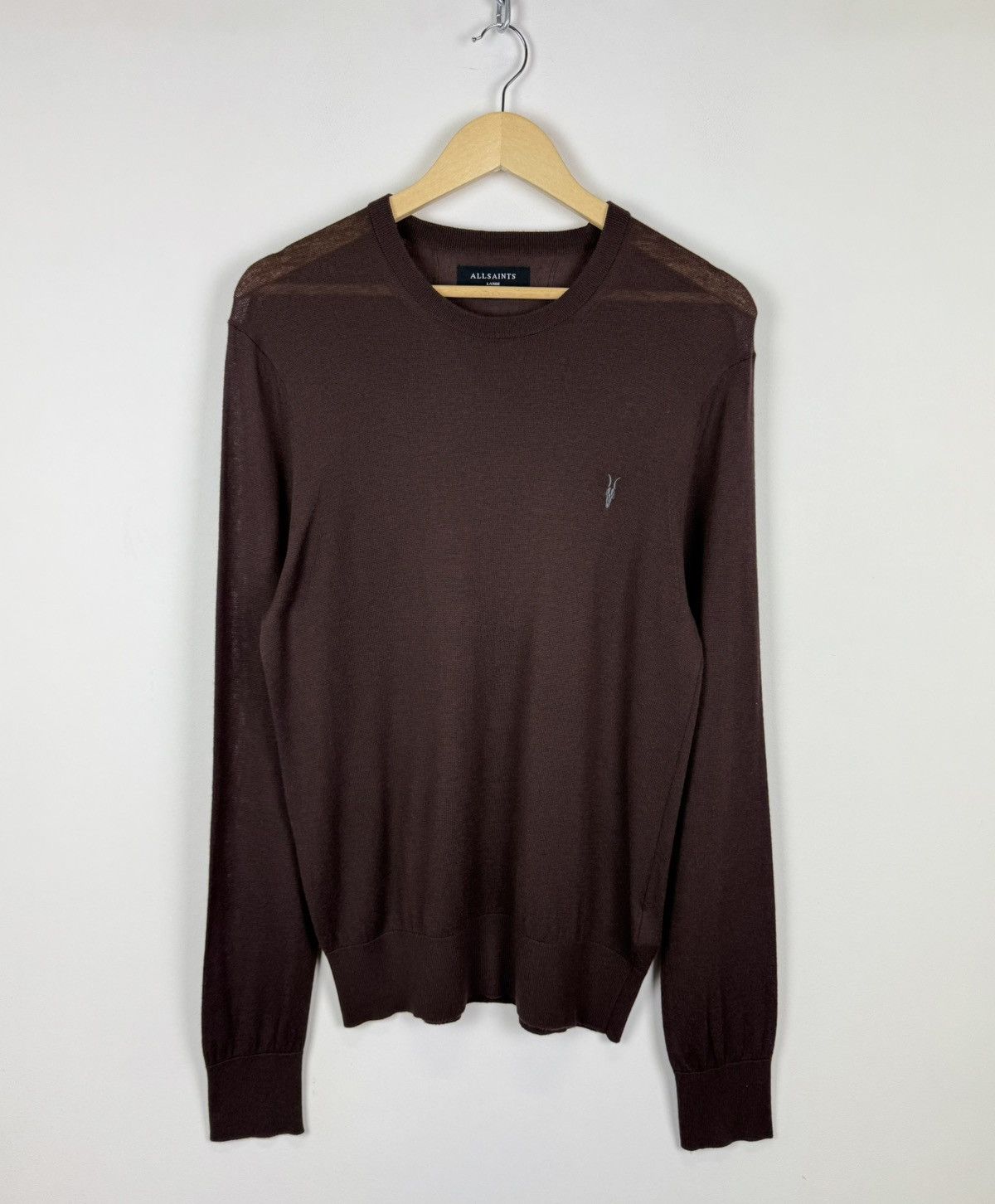 Allsaints Allsaints Nomo Crew Neck Knit Jumper Sweater Brown Wool Size US L / EU 52-54 / 3 - 3 Thumbnail