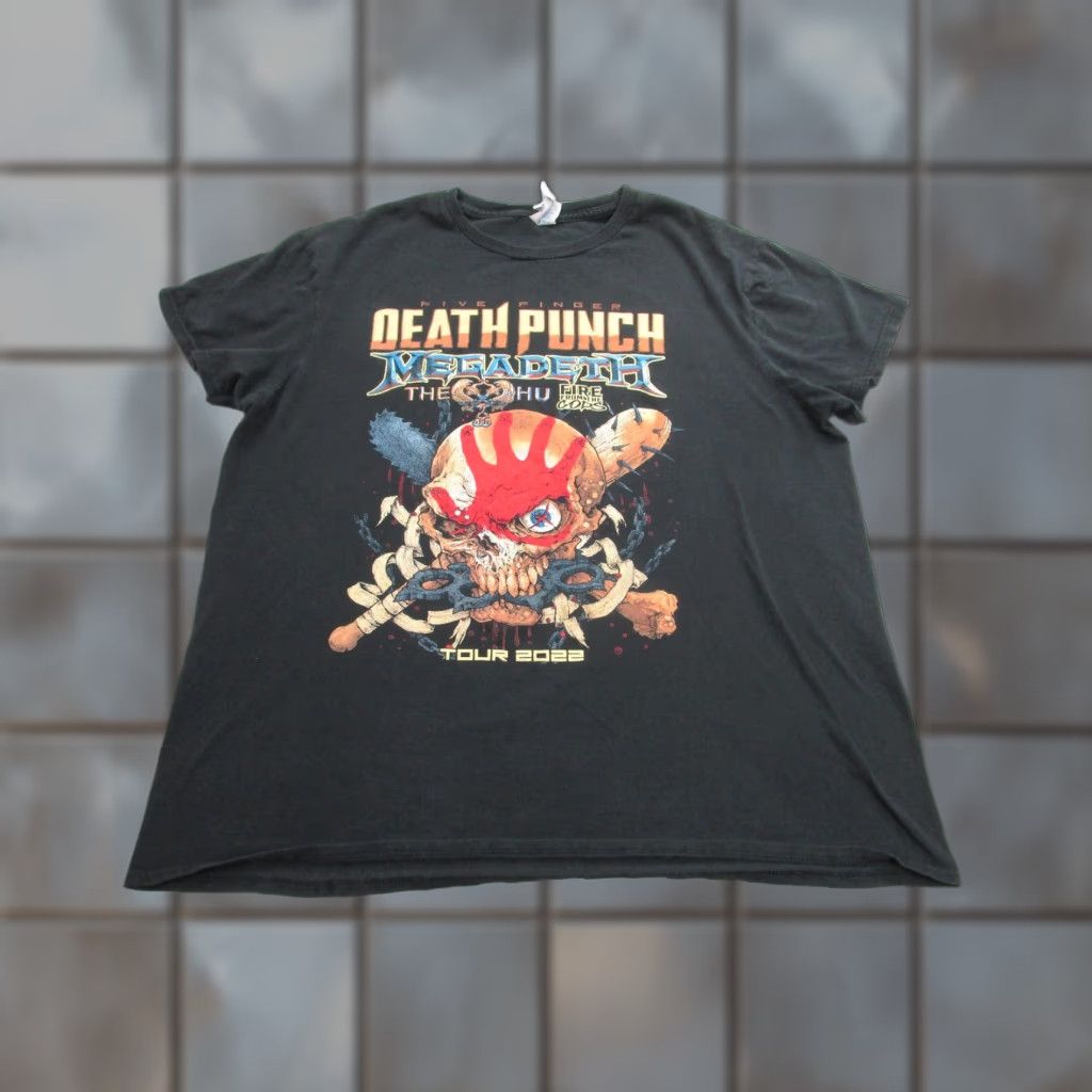 Gildan FIVE FINGER DEATH PUNCH Band T-Shirt Mens Large Black 2022 Tour Megadeth The Hu Rock Metal Size US L / EU 52-54 / 3 - 1 Thumbnail