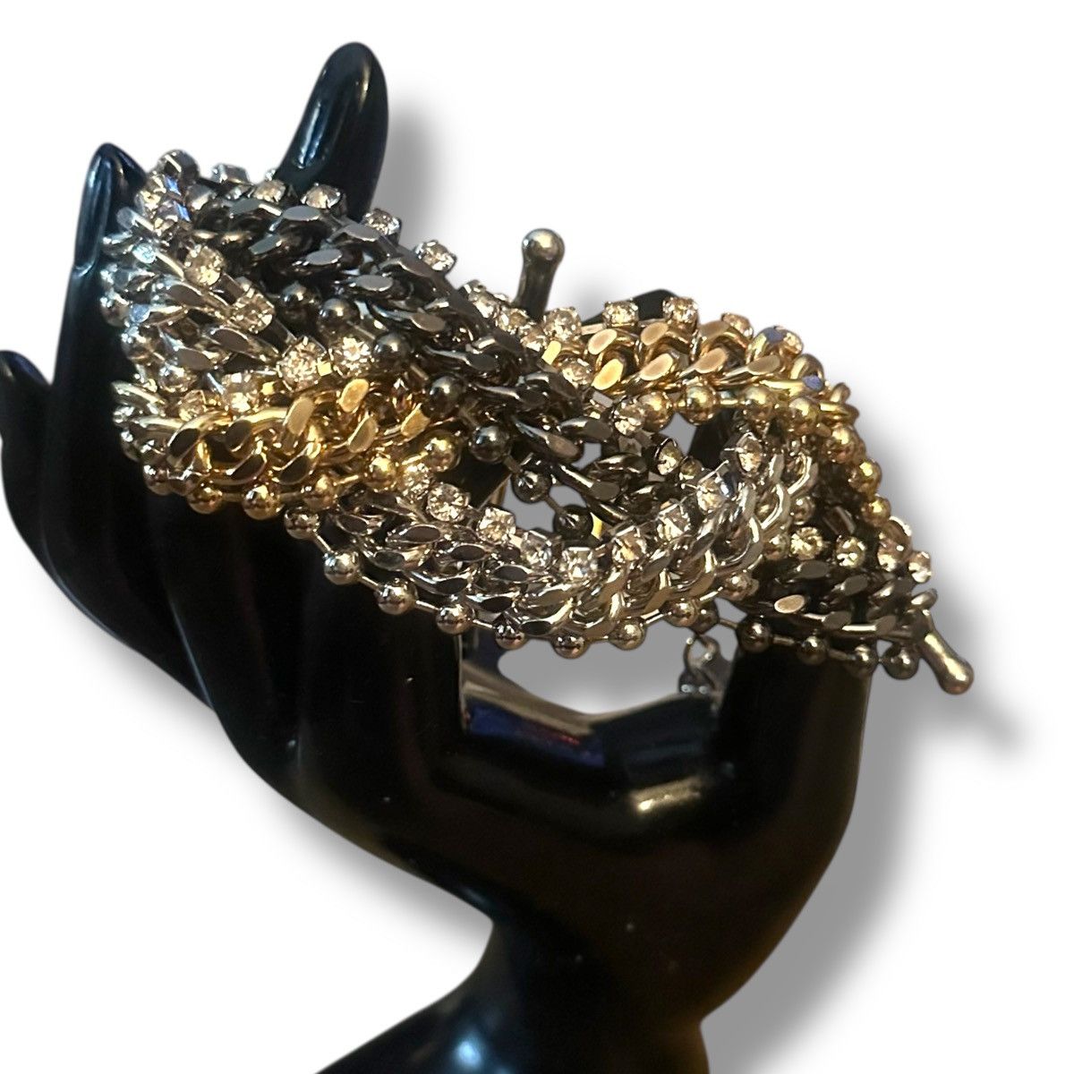 Other Chunky braided tricolor chain and rhinestones bracelet Size ONE SIZE - 2 Thumbnail