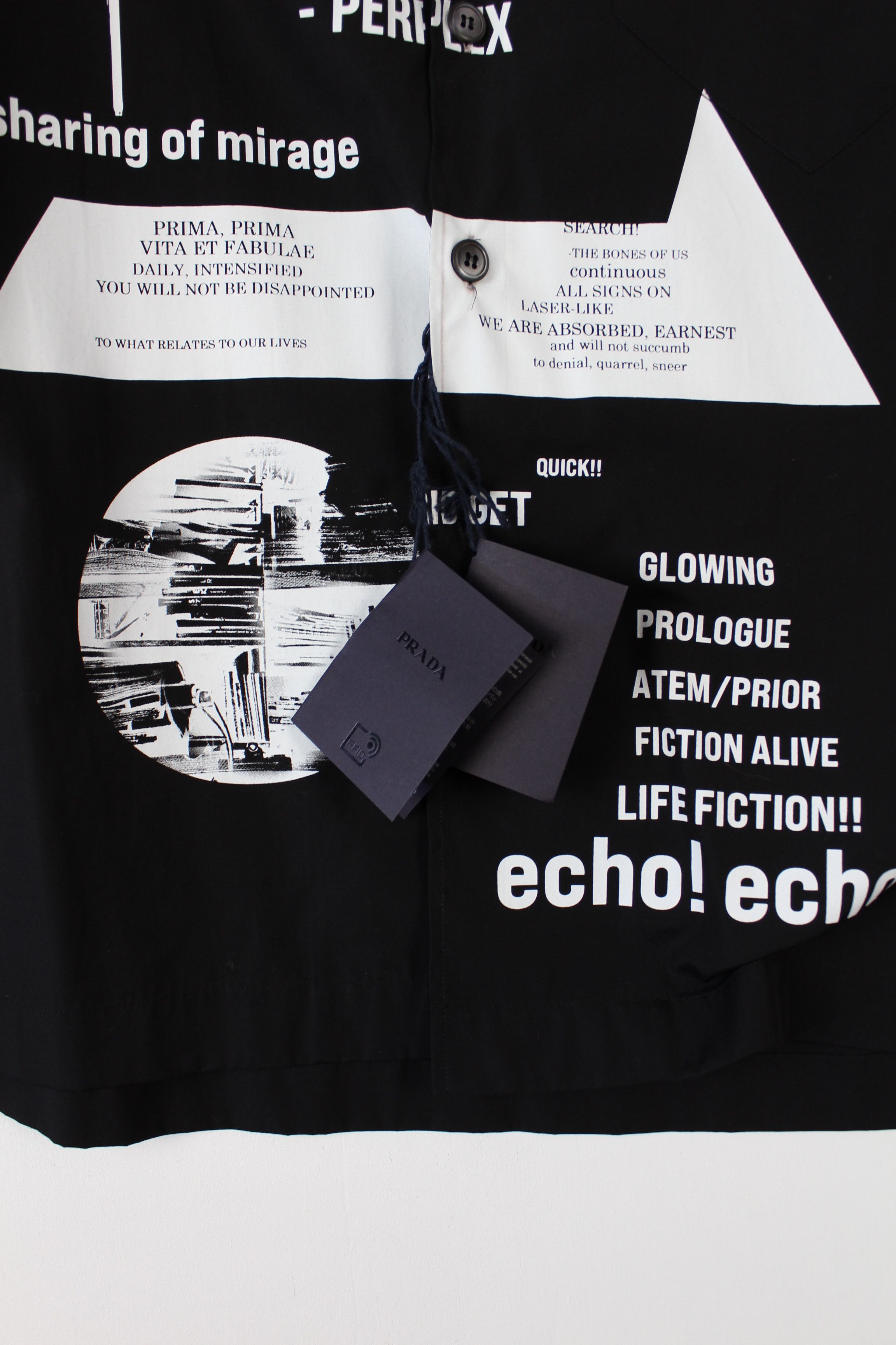 Prada Prada Signaux Black Graphic Print Bowling Shirt Size US L / EU 52-54 / 3 - 4 Thumbnail