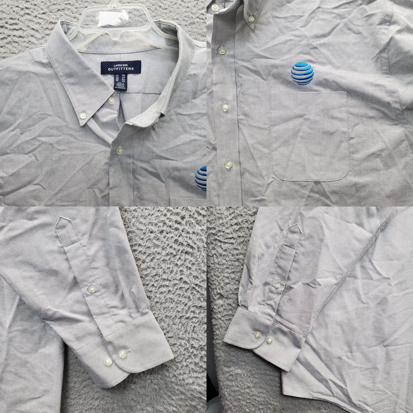 Lands' End Lands' End Shirt Mens 3XL Gray Collared Button Down Att Logo Chest Pocket EUC Size US XXL / EU 58 / 5 - 8 Thumbnail