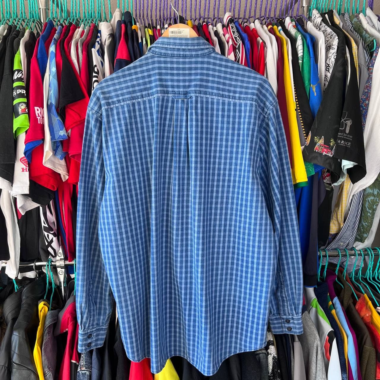 Lee 80s Lee Union Made Blue Denim Checkered Button Shirt Size US L / EU 52-54 / 3 - 4 Thumbnail
