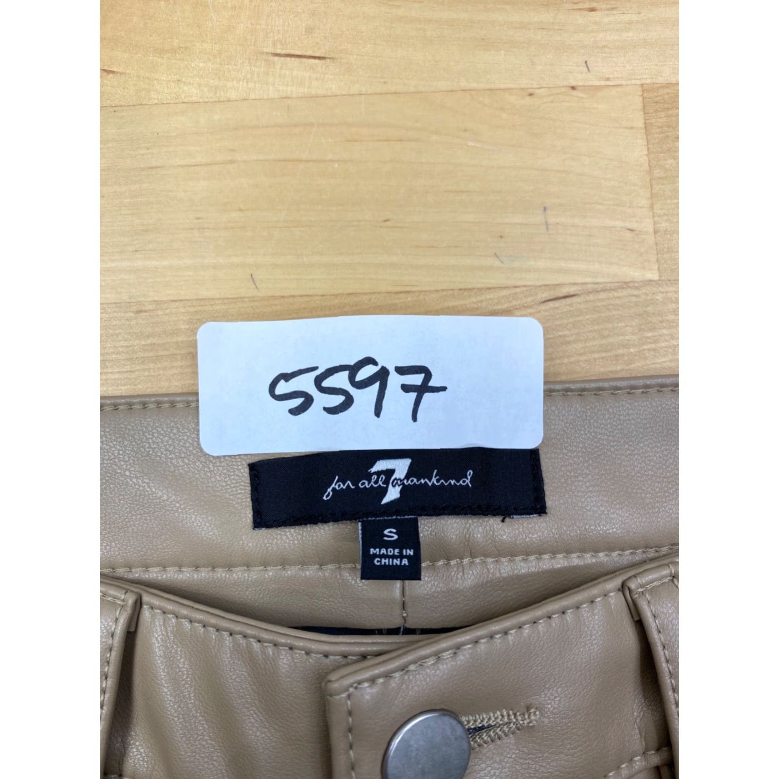 7 For All Mankind 7 For All Mankind Jeans Womens Faux Leather Beige S Casual Straight Pant Size 28" / US 6 / IT 42 - 5 Thumbnail