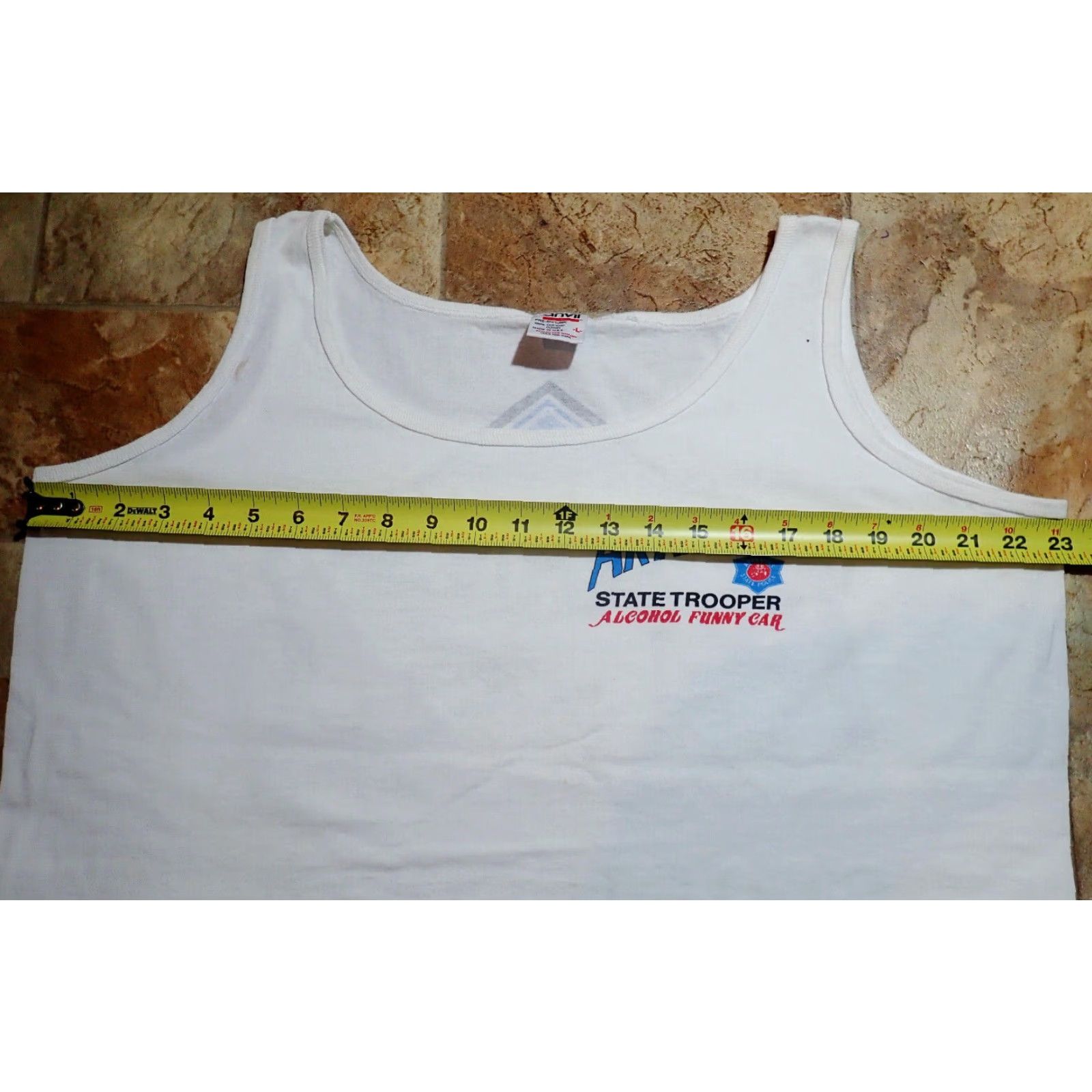 Anvil VINTAGE Arkansas State Police Womens Sleeveless T-Shirt Adult Large White Funny Car Drag Racing 80s 90s USA Size L / US 10 / IT 46 - 5 Thumbnail
