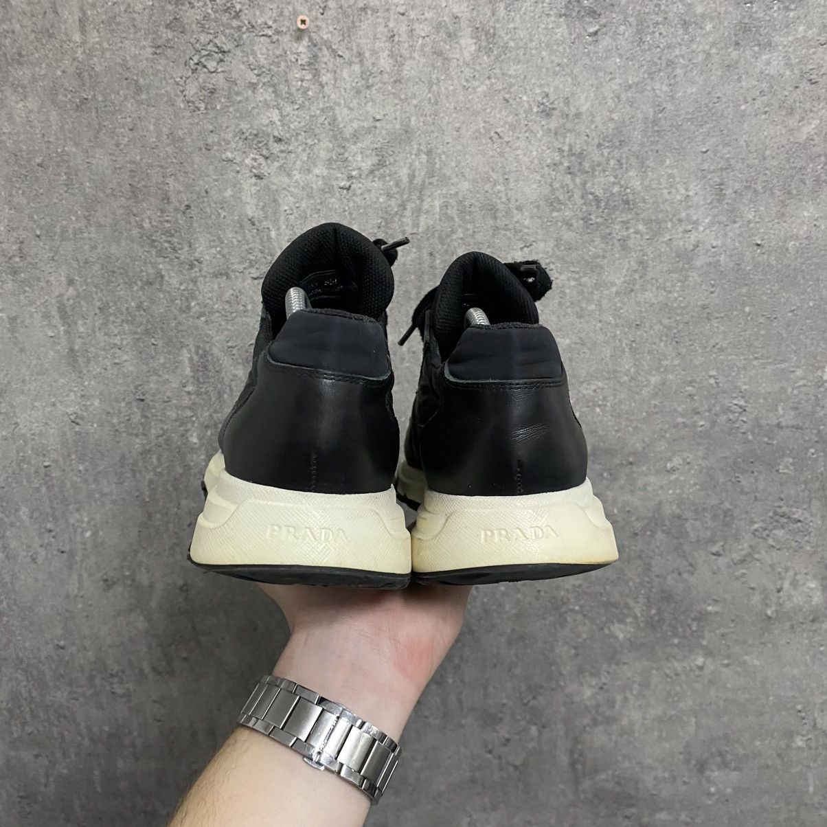 Prada Prada Milano Black Leather Shoes Trainers Prax 01 Size US 7.5 / EU 40-41 - 6 Thumbnail
