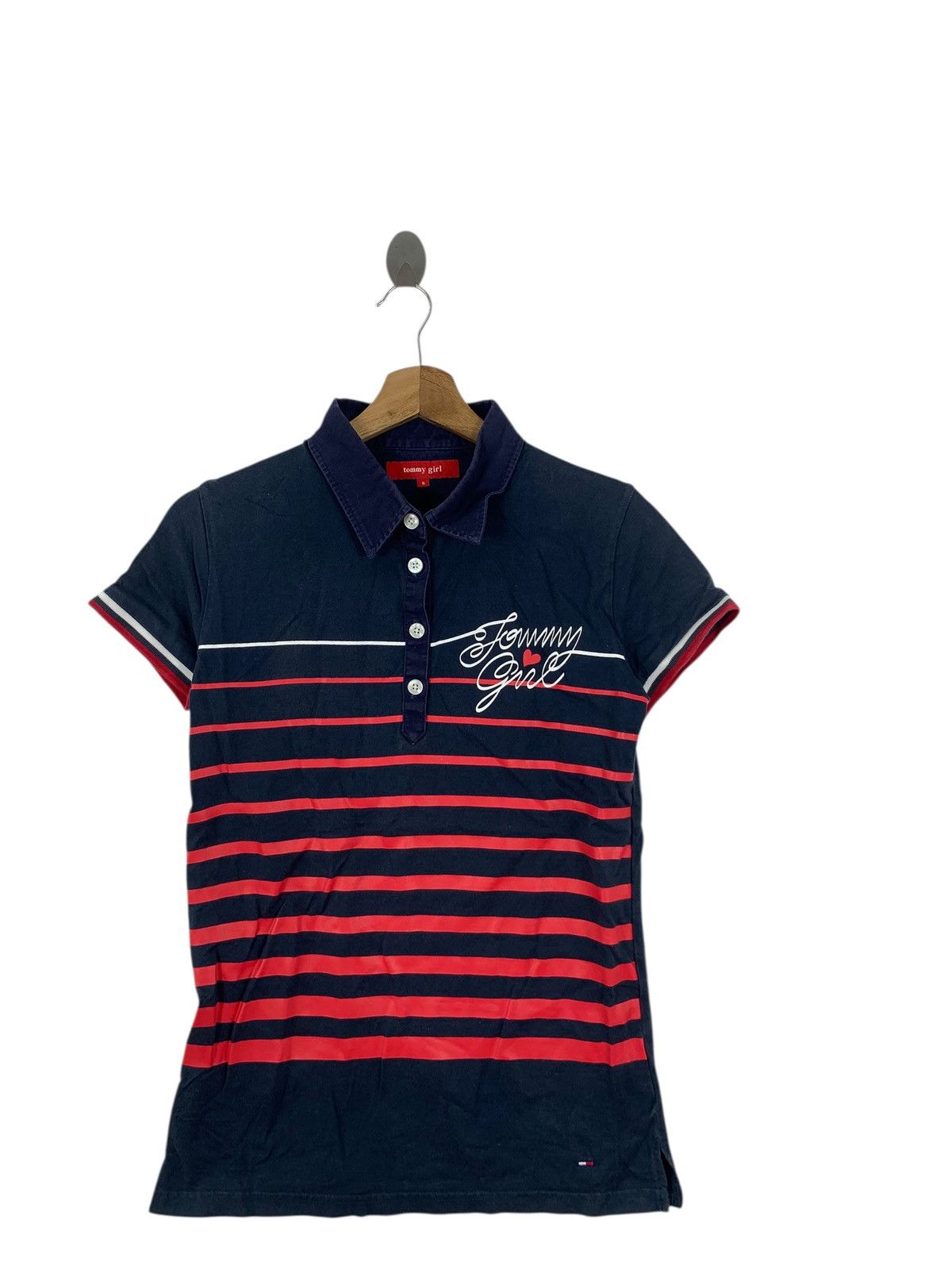 Tommy Hilfiger Vintage TOMMY HILFIGER USA Striped Slim Fit Polo Tee Shirt Size S / US 4 / IT 40 - 4 Thumbnail