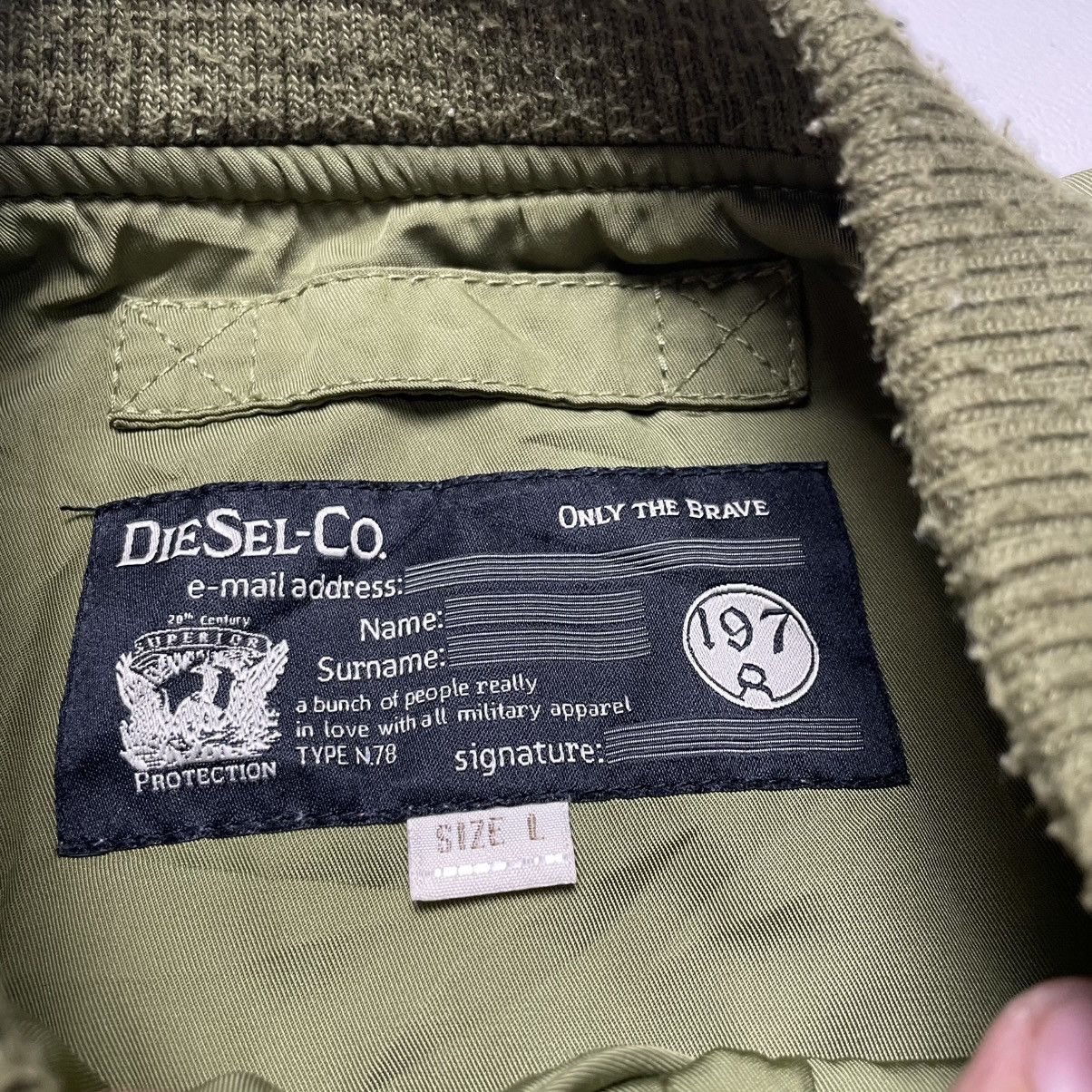 Diesel × Vintage Diesel Co Bomber Jacket Military Green Military Fashion Sz L Size US L / EU 52-54 / 3 - 14 Thumbnail
