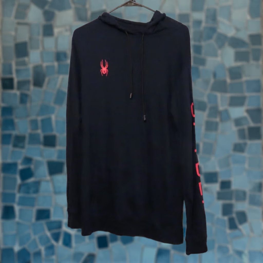 Spyder SPYDER Sleepwear Navy Cotton Blend Hoodie Womens Size M Pajama Top Blue Solid Long Sleeve Drawstring Hooded Spider Size M / US 6-8 / IT 42-44 - 1 Thumbnail