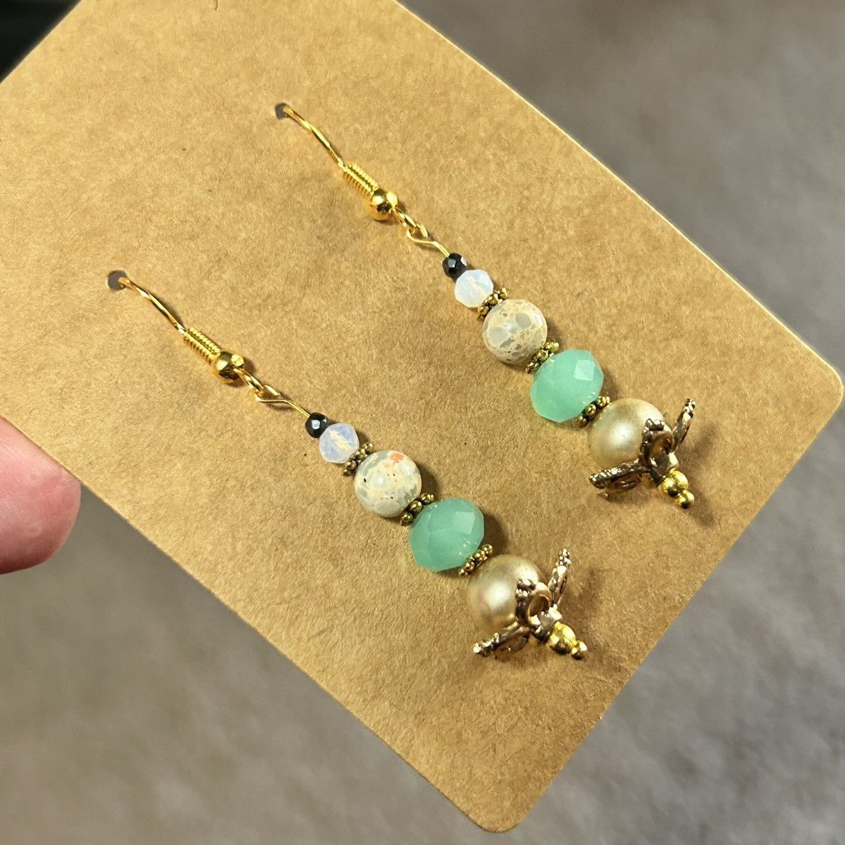 Handmade Handcrafted vintage bead glass crystal earrings Size ONE SIZE - 1 Thumbnail