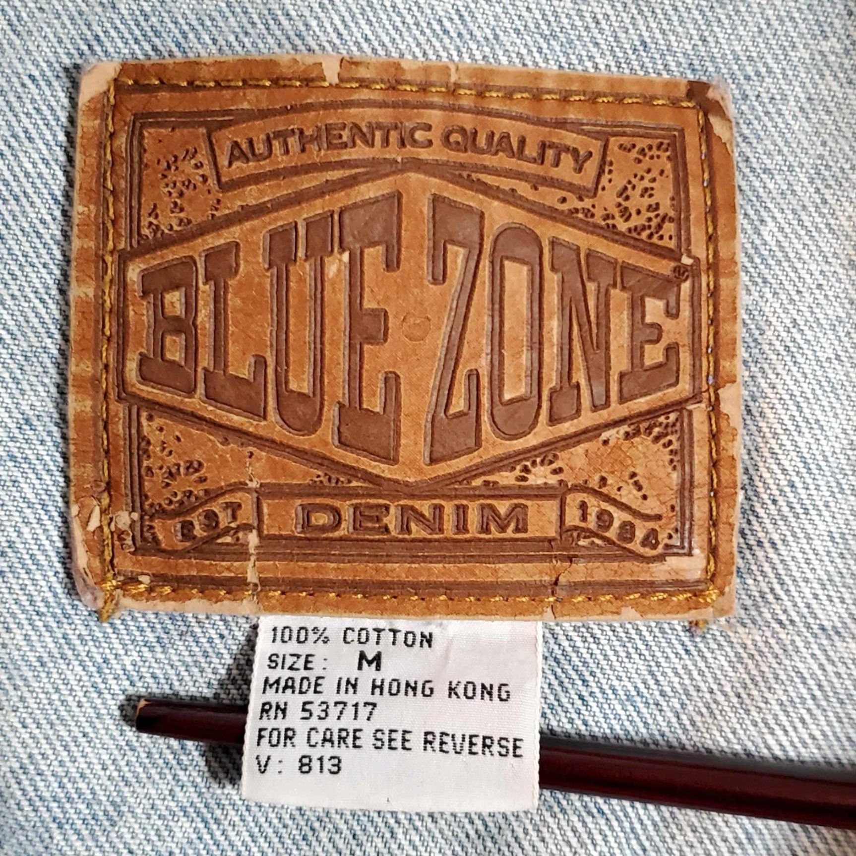 Vintage VINTAGE Blue Zone Denim Jacket Hooded Mens M Hong Kong Buckle Back Buckle Back Size US M / EU 48-50 / 2 - 3 Thumbnail