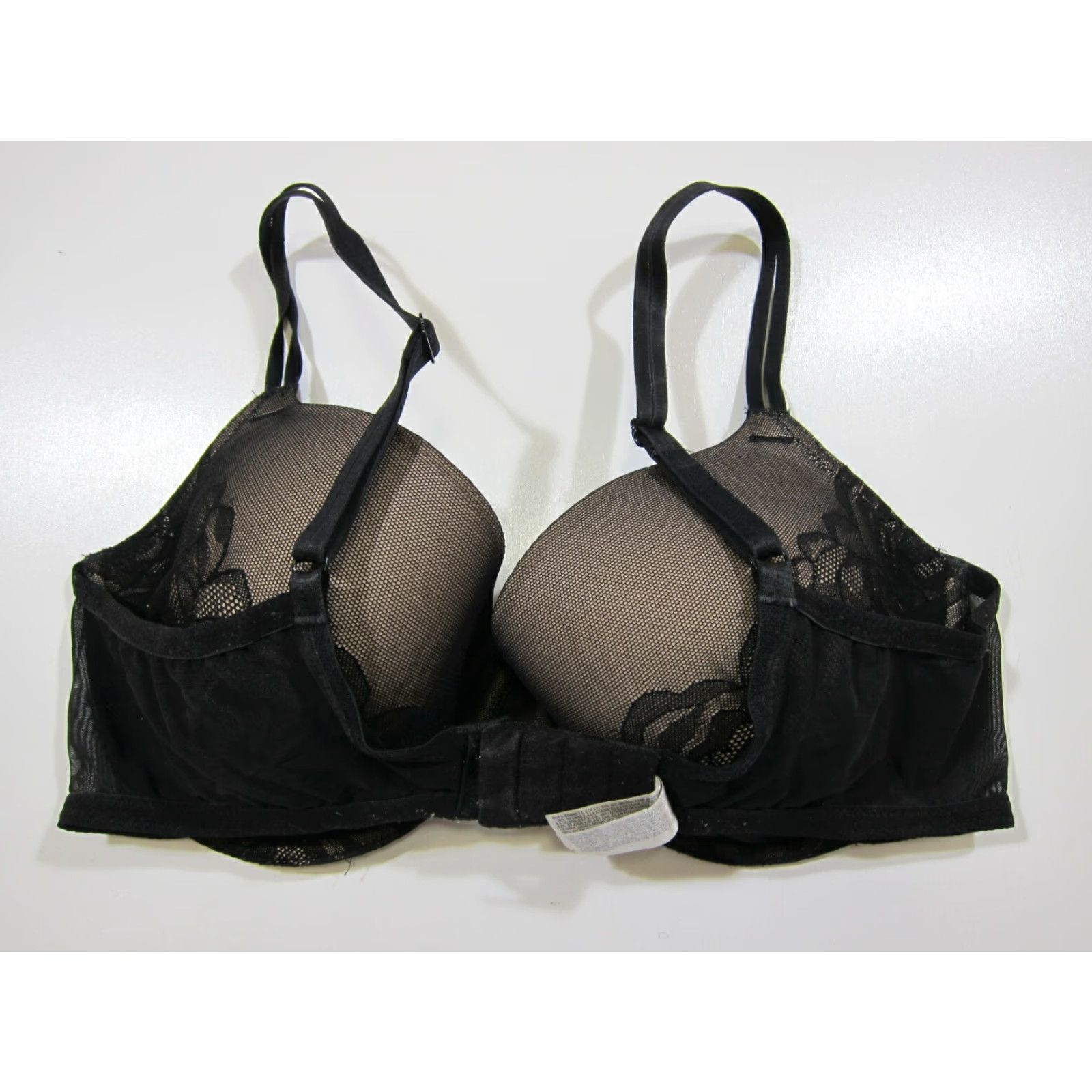 Vintage Wacoal Black Embroidered Floral Lace Padded Push Up Underwire Coverage Bra 34DD Size ONE SIZE - 6 Thumbnail