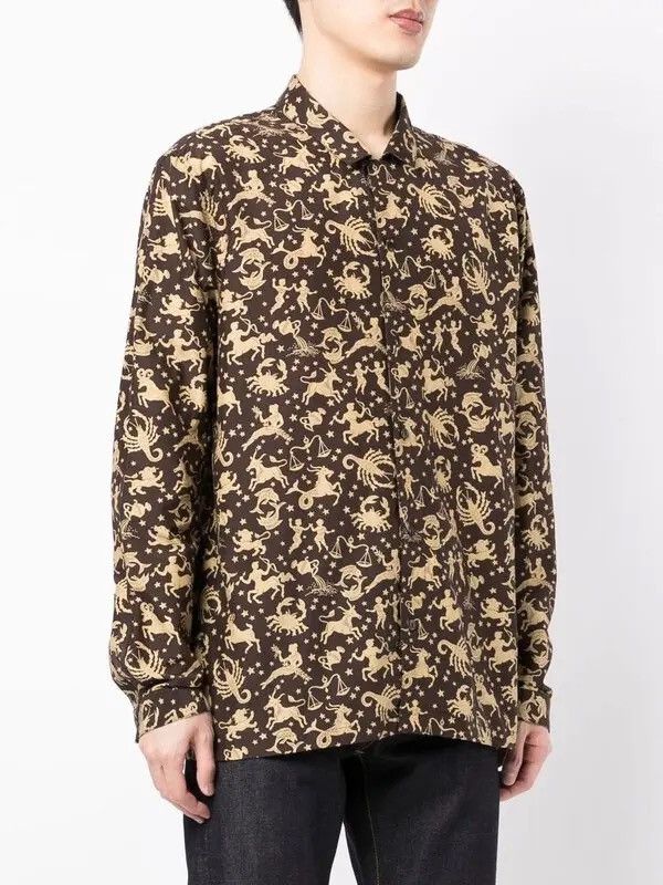 YMC !DS! SS23 YMC Zodiac Motif Silk Button Up Shirt Size US M / EU 48-50 / 2 - 6 Thumbnail