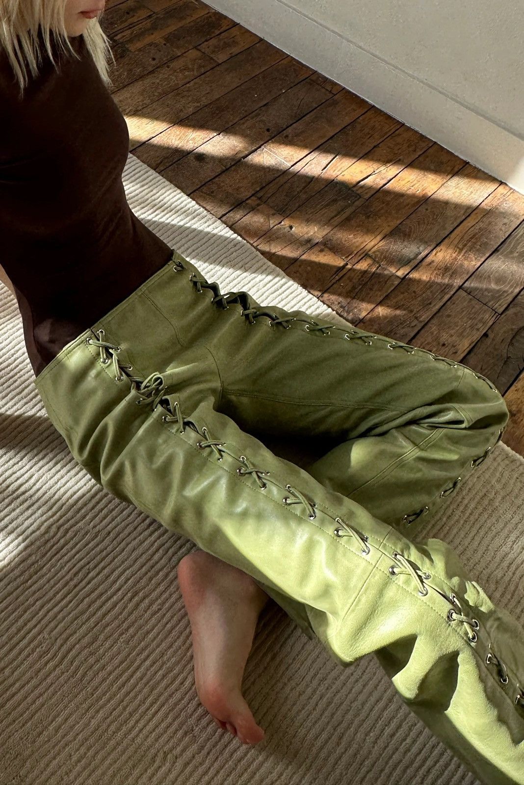 Saks Potts Leather lace up pants