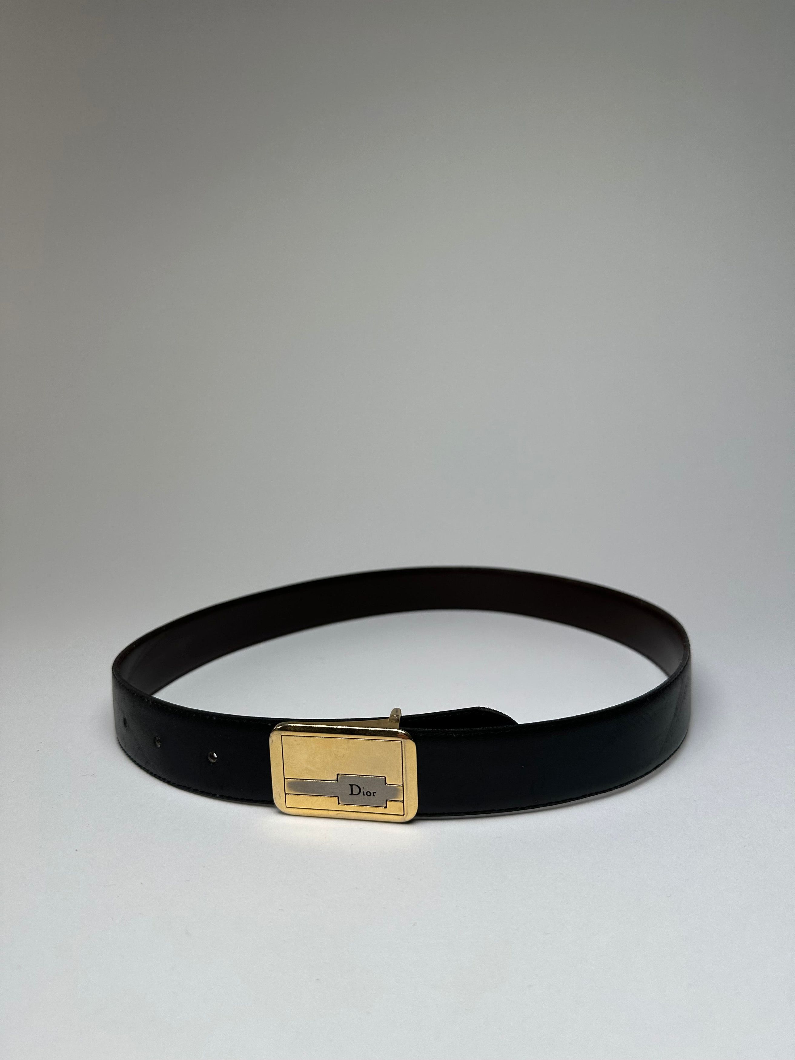 Dior Vintage Leather Belt Black Brown Size ONE SIZE - 1 Thumbnail