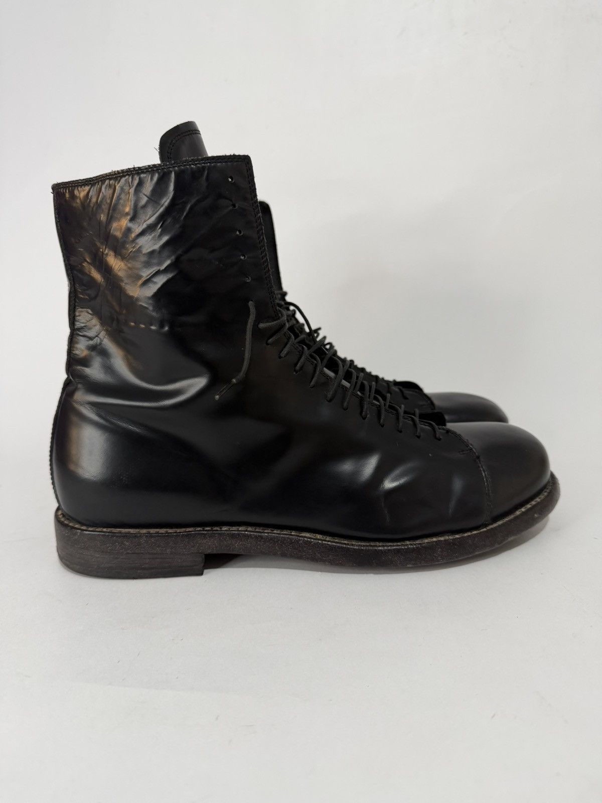 If Six Was Nine Lemargo Black Leather Combat Boots Size US 11 / EU 44 - 1 Thumbnail