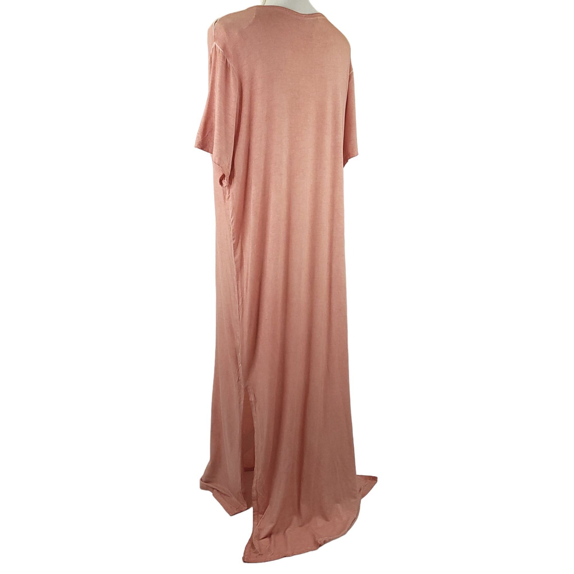 Other Umgee Pink Maxi Dress L Side Slit Short Sleeve Scoop Neck Size L / US 10 / IT 46 - 5 Thumbnail