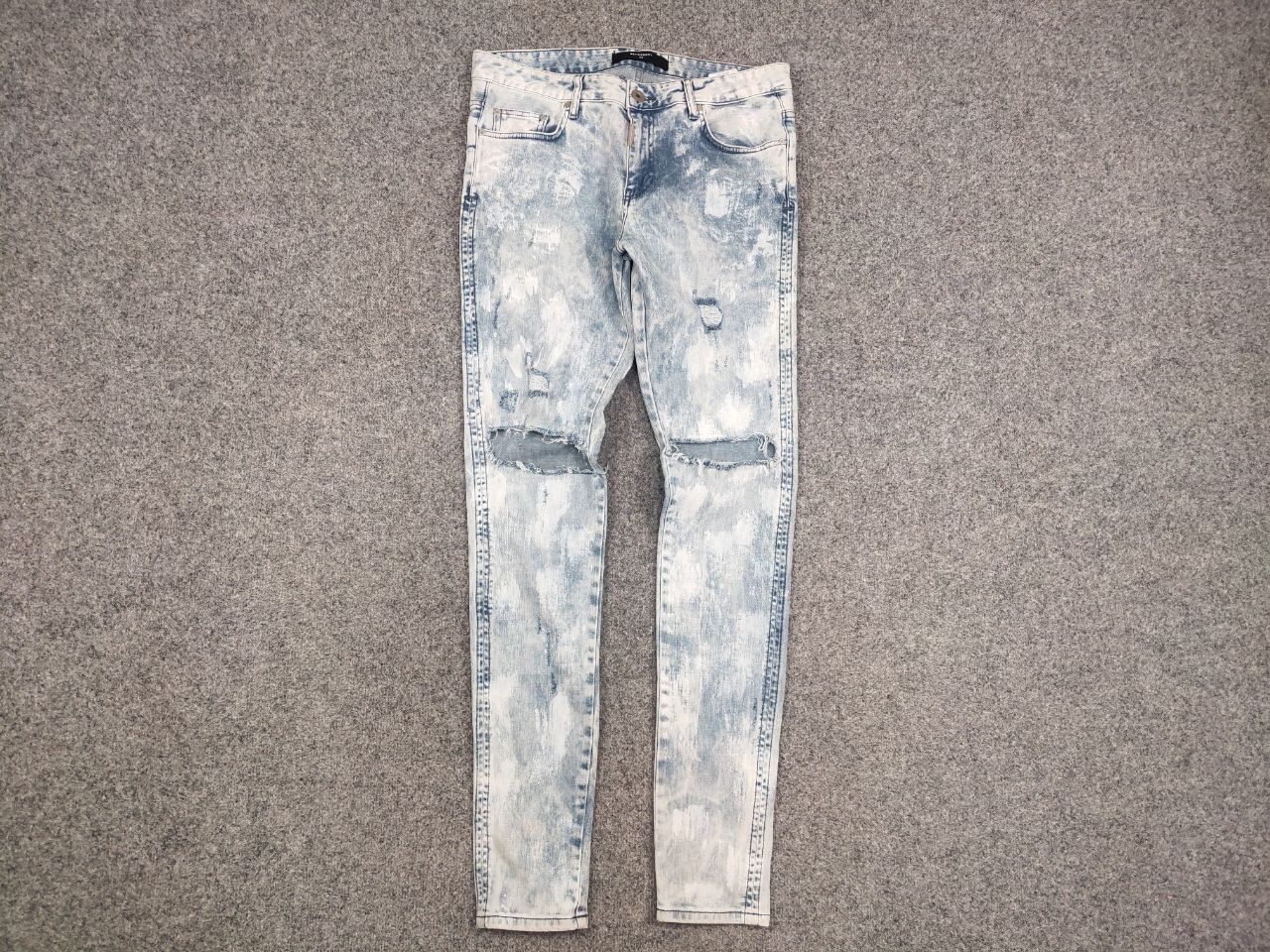 Represent Clo. Represent Design Blue Distressed Painted Denim Slim Jeans Size US 34 / EU 50 - 6 Thumbnail