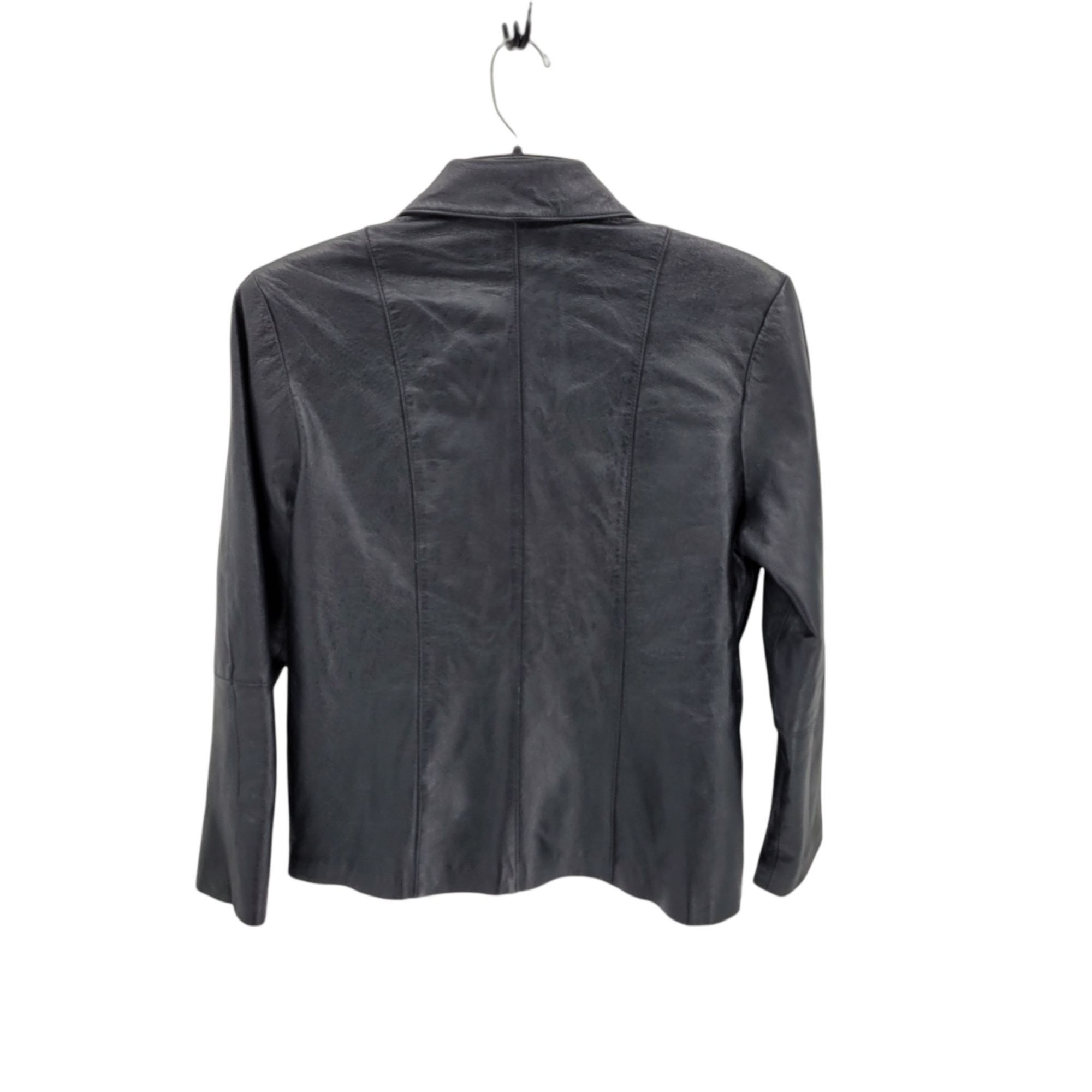 Oscar Piel Vtg 80s Oscar Piel Black Leather Blazer Jacket Sz L Pebble B Size L / US 10 / IT 46 - 2 Thumbnail