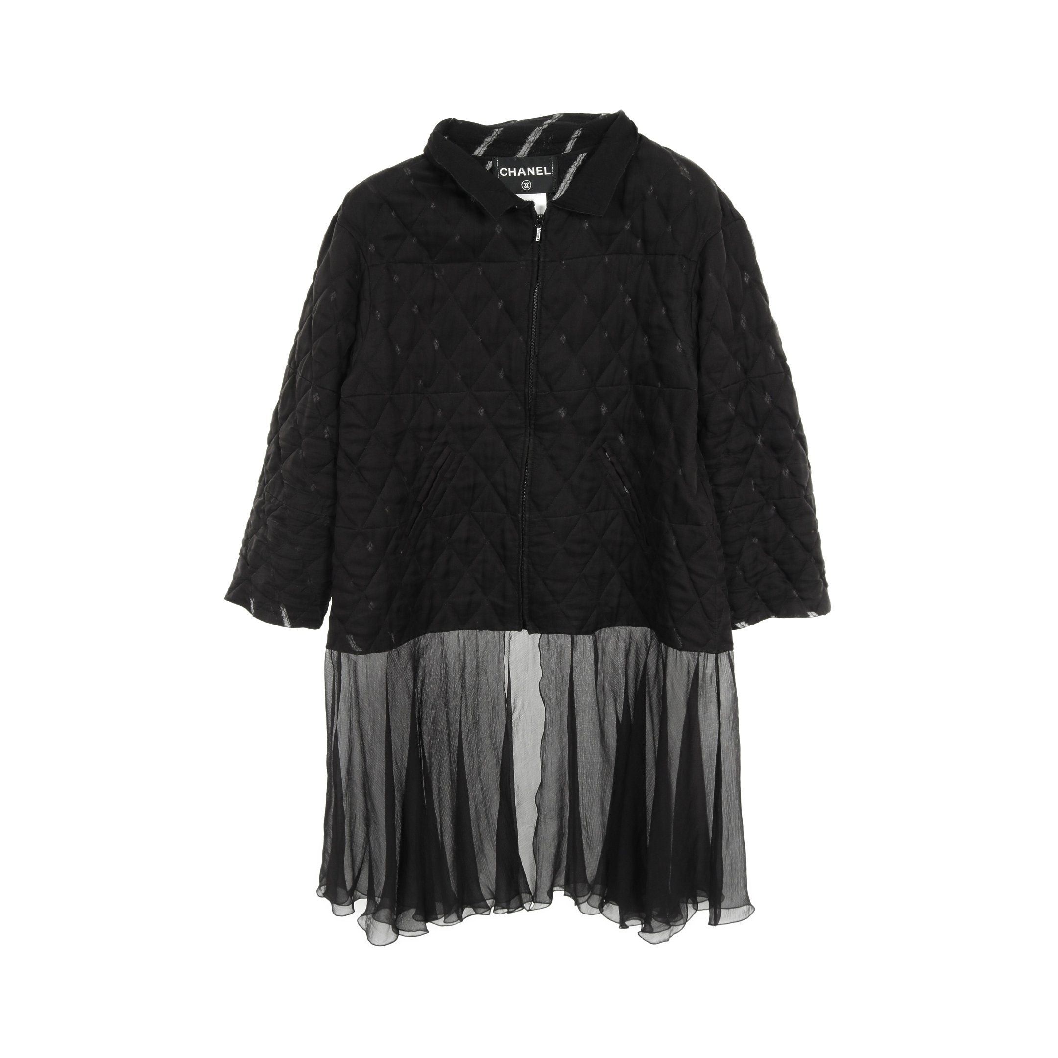 Chanel Chanel Quilting Zip Up Jacket Silk Black Color-Block Size ONE SIZE - 1 Thumbnail