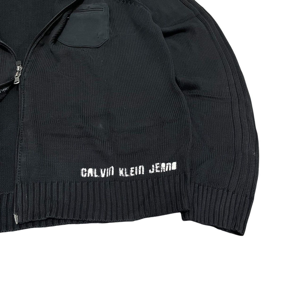 Calvin Klein Full Zip Cable Knit Black Sweater Lgb Style Ifsix Size US XL / EU 56 / 4 - 5 Thumbnail