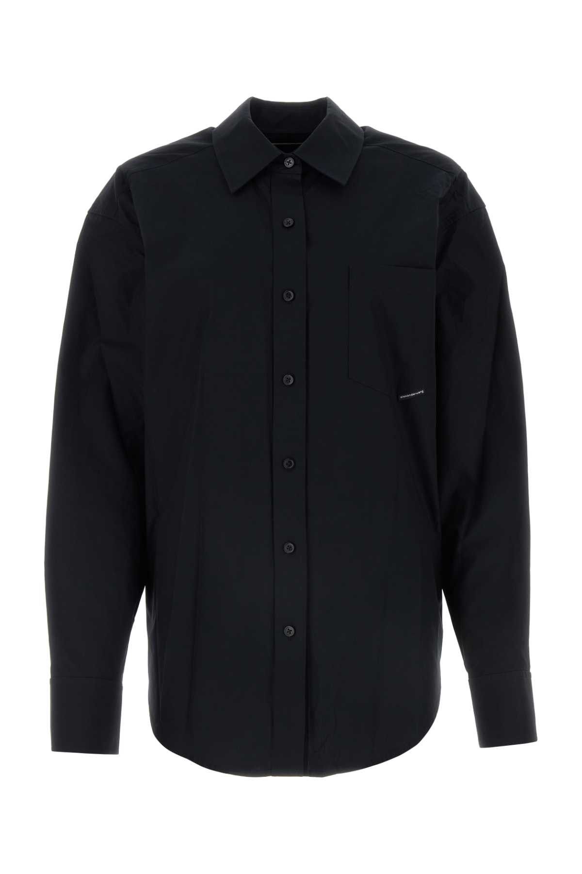 image of T By Alexander Wang Black Poplin Shirt, Women's (Size Medium)