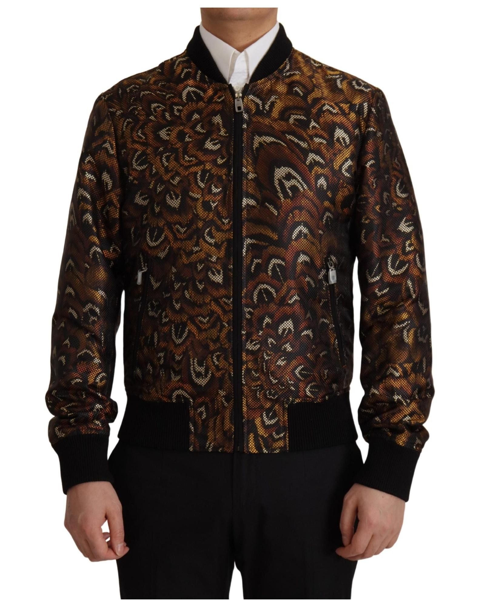 image of Dolce Gabbana Stylish Full Zip Blouson Jacket in Brown, Men's (Size XS)