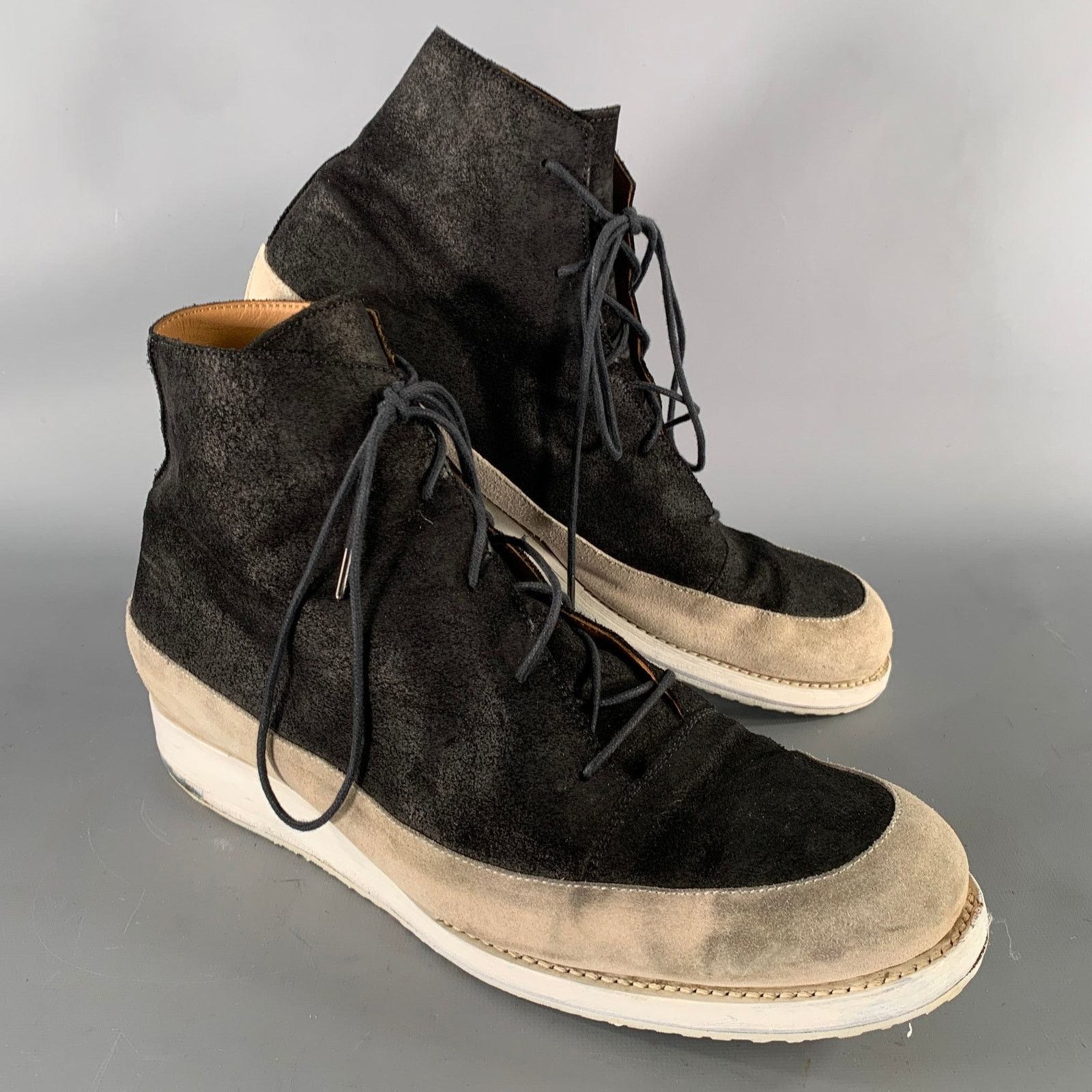 Other A MCDONALD 11 Black Grey Color Block Suede Lace Up Boots Size US 11 / EU 44 - 1 Thumbnail