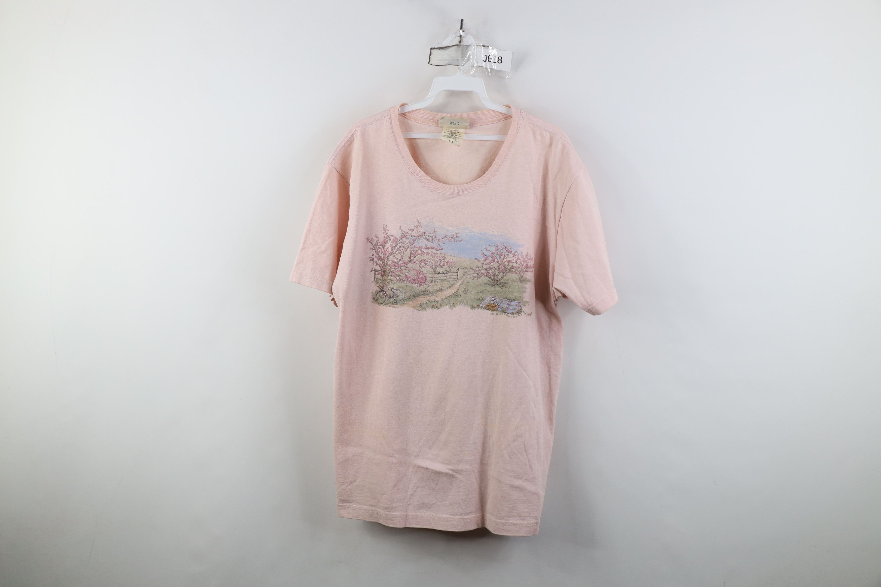 Vintage Vintage 90s Streetwear Country Farm Field T-Shirt Pink Size L / US 10 / IT 46 - 1 Thumbnail