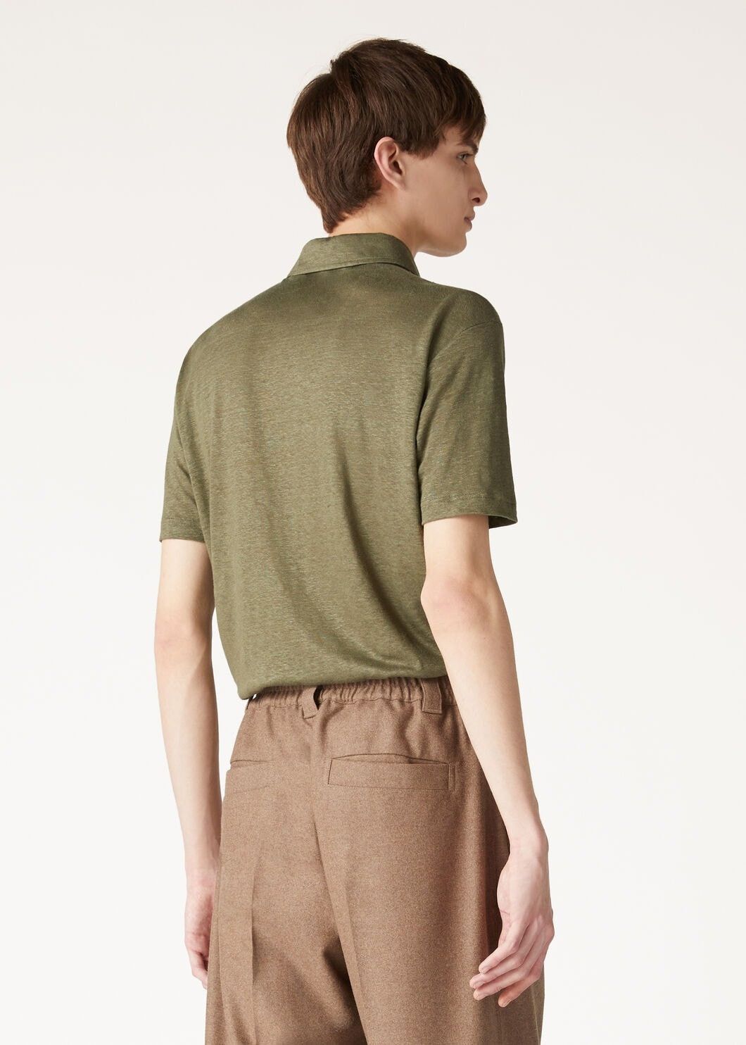 Loro Piana o1w1db10725 FAI1314 Linen Polo Shirt in Olive Size US L / EU 52-54 / 3 - 5 Thumbnail