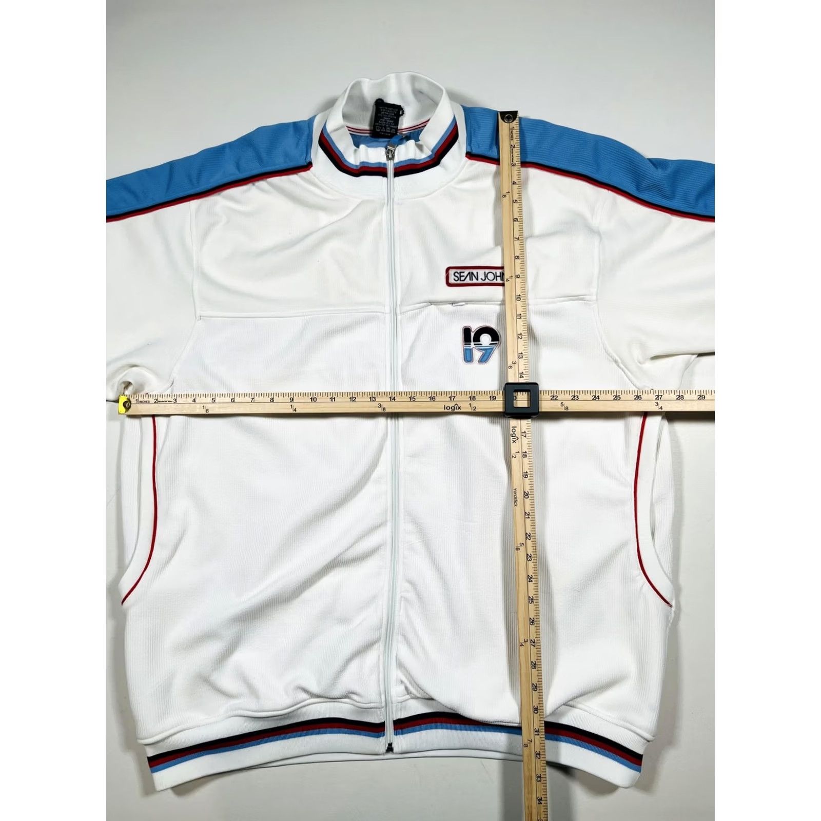 Sean John VINTAGE Sean John Jacket Mens 3XL White Blue Short Sleeve Full Zip Track Retro Size US 39 - 6 Thumbnail