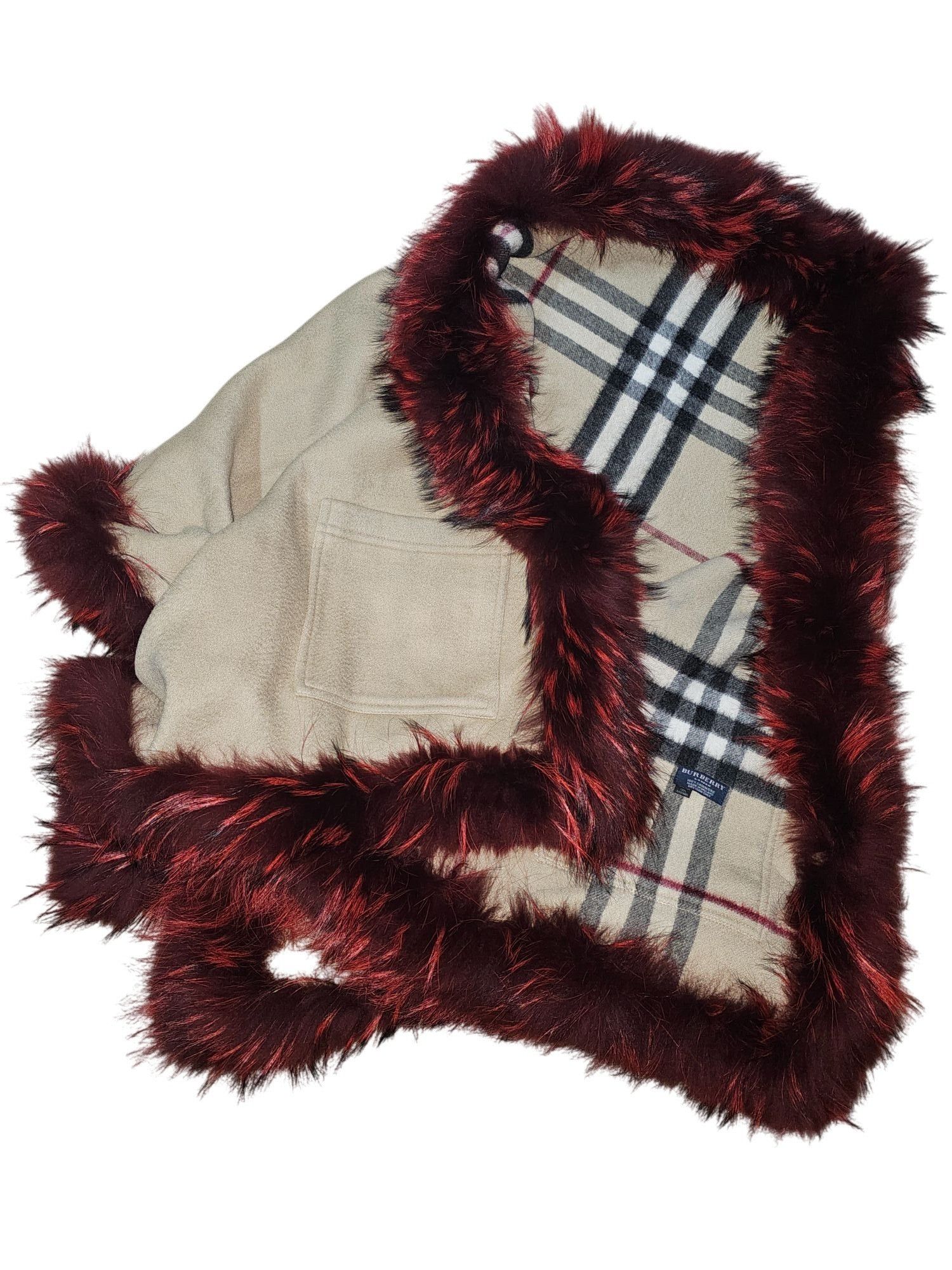 Burberry Burberry 100% Cashmere Fur Trim Scarf/Shawl Wrap Plaid Desig Size ONE SIZE - 9 Thumbnail