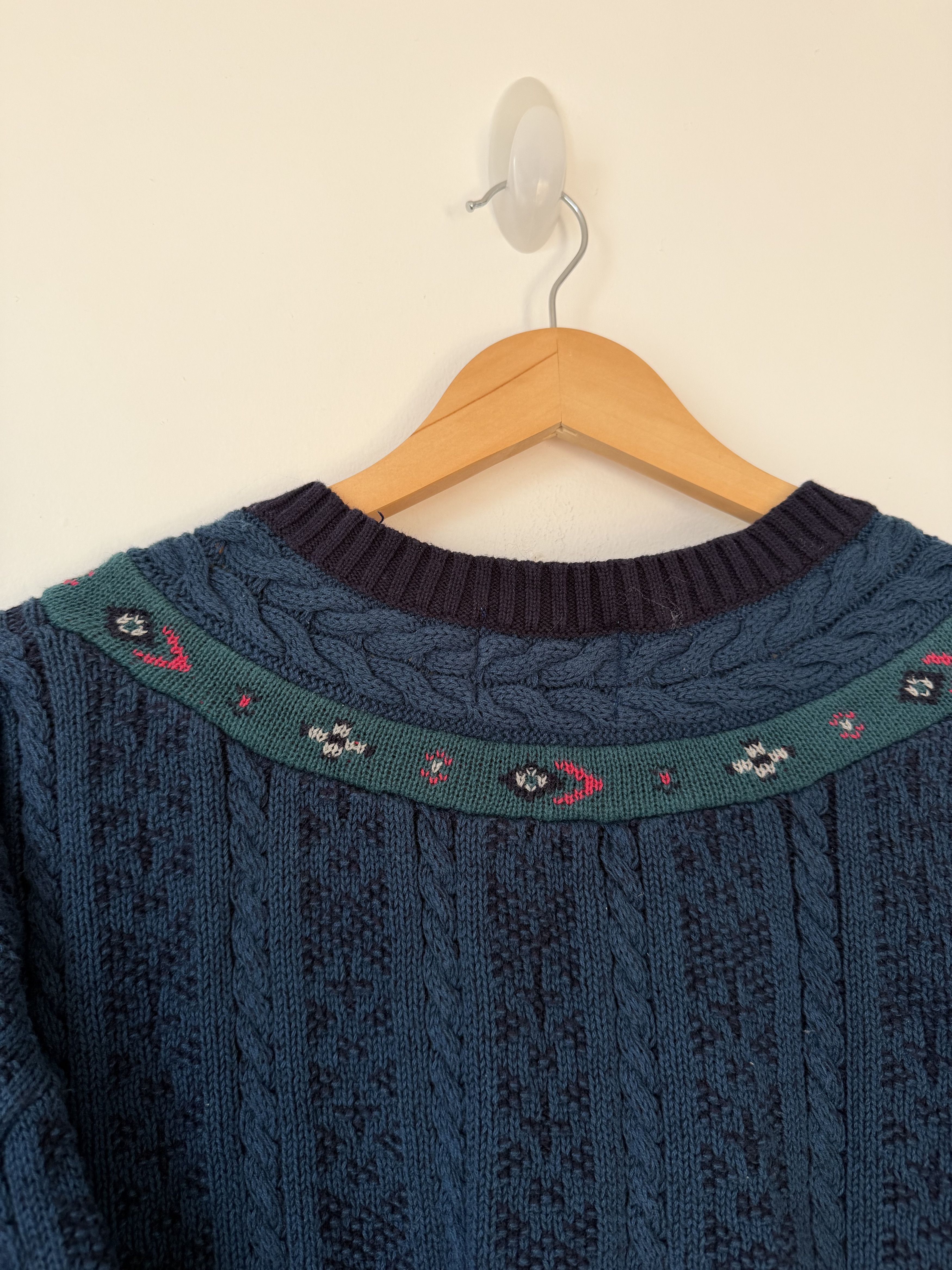 Woolrich Woolen Mills Woolrich Cable Knit Grandpa Sweater L USA Cotton V-Neck Size US L / EU 52-54 / 3 - 6 Thumbnail