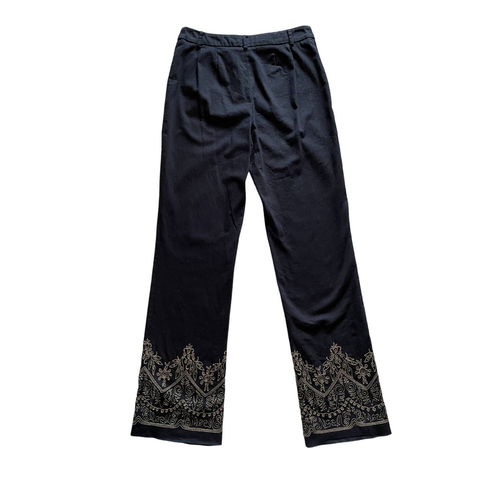 Vintage Vintage 90's Dana Buchman Black Pants with Embroidery Size 6 Size 28" / US 6 / IT 42 - 5 Thumbnail
