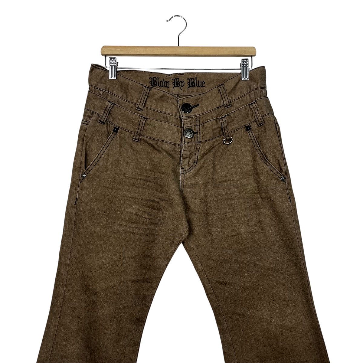 Japanese Brand Vintage Blobo By Blue Double Waist Flare Pants Size 33" - 2 Thumbnail