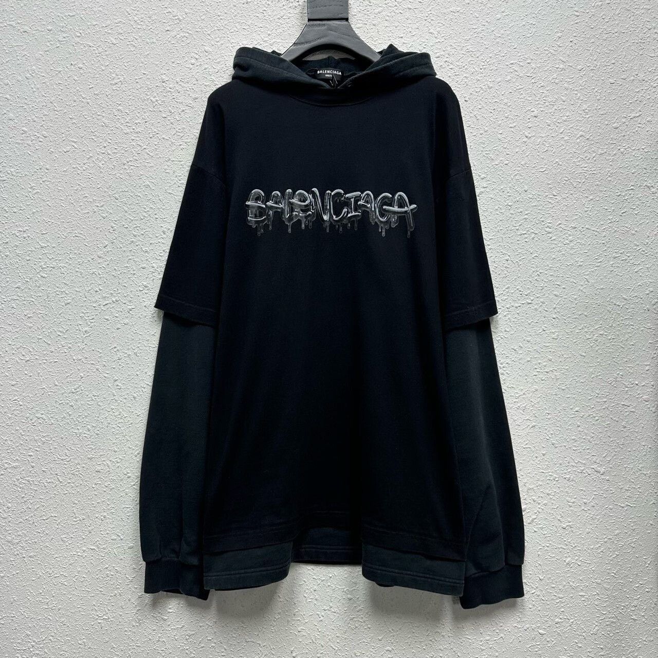 Balenciaga Balenciaga Black Hooded Sweatshirt with Logo Size US L / EU 52-54 / 3 - 1 Thumbnail