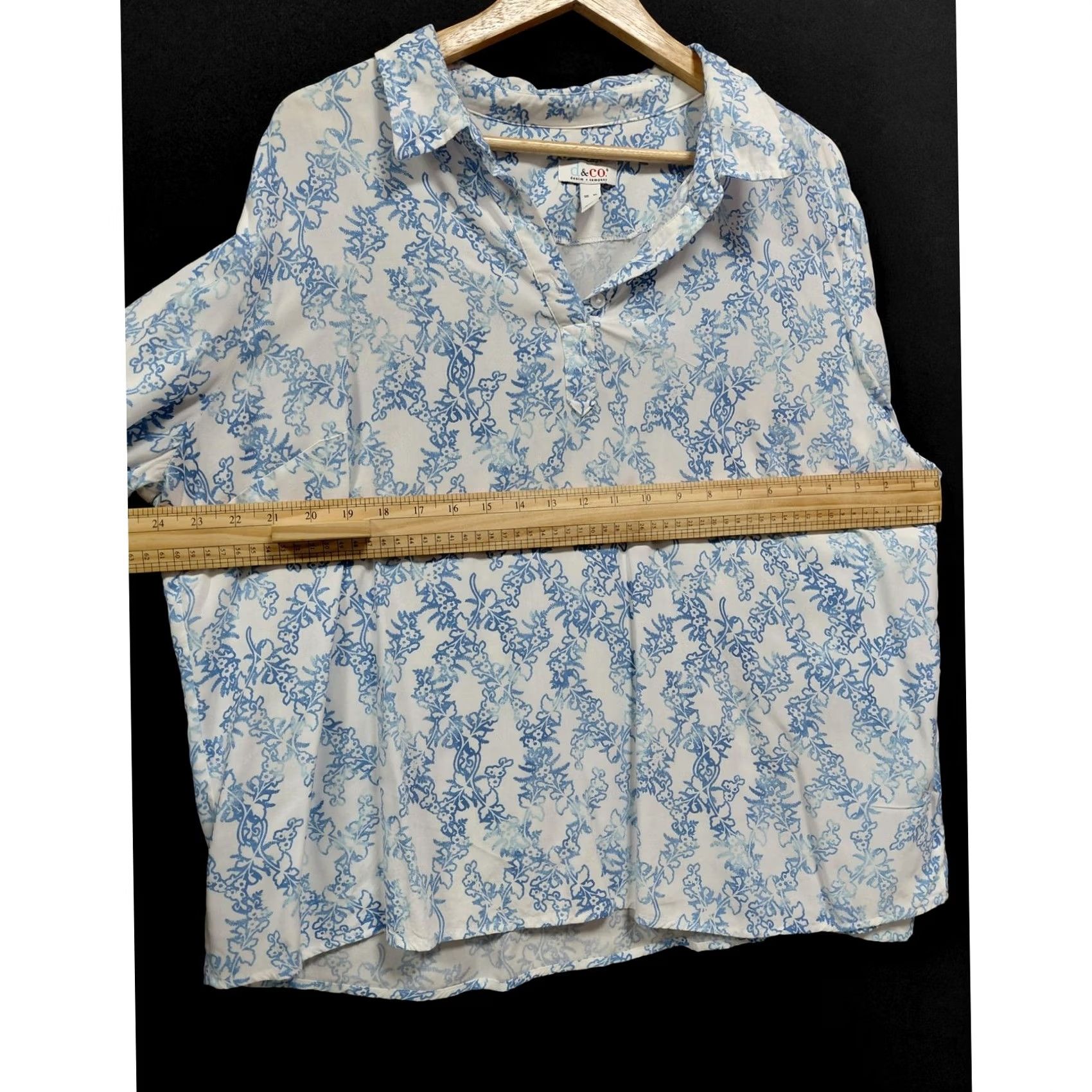 Vintage d&co Denim Blue Floral Blouse Long Sleeve Collared Women Size XL Size XL / US 12-14 / IT 48-50 - 5 Thumbnail