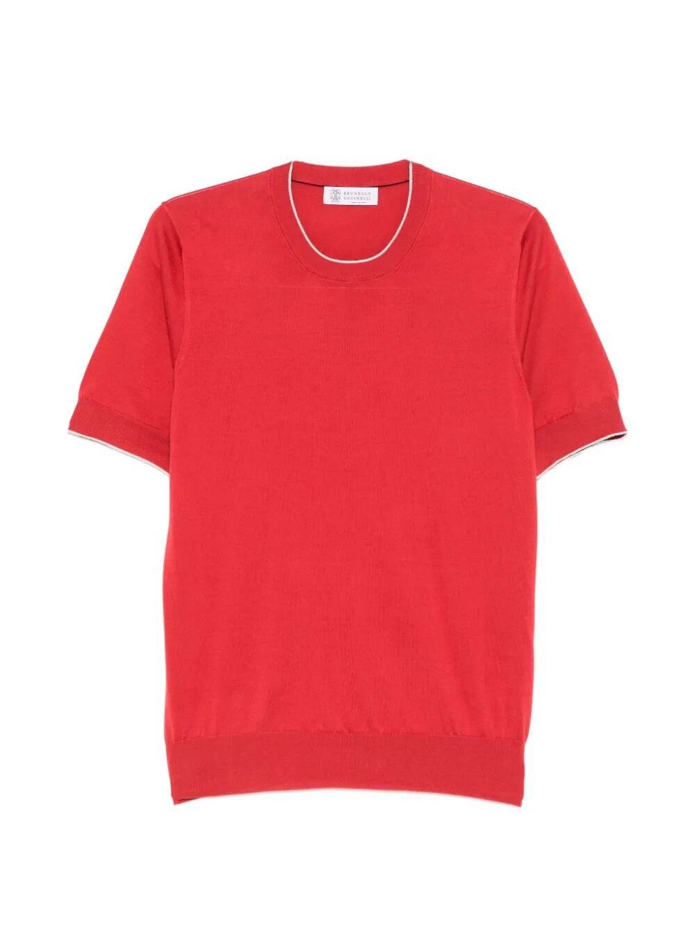Brunello Cucinelli Cotton Lightweight Knit T-Shirt With Contrast Details Size US L / EU 52-54 / 3 - 1 Thumbnail