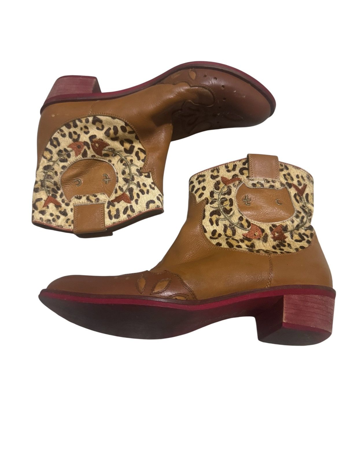 Issey Miyake Issey Tsumori Chisato Leopard Western Leather Boots Size US 7 / EU 40 - 1 Thumbnail