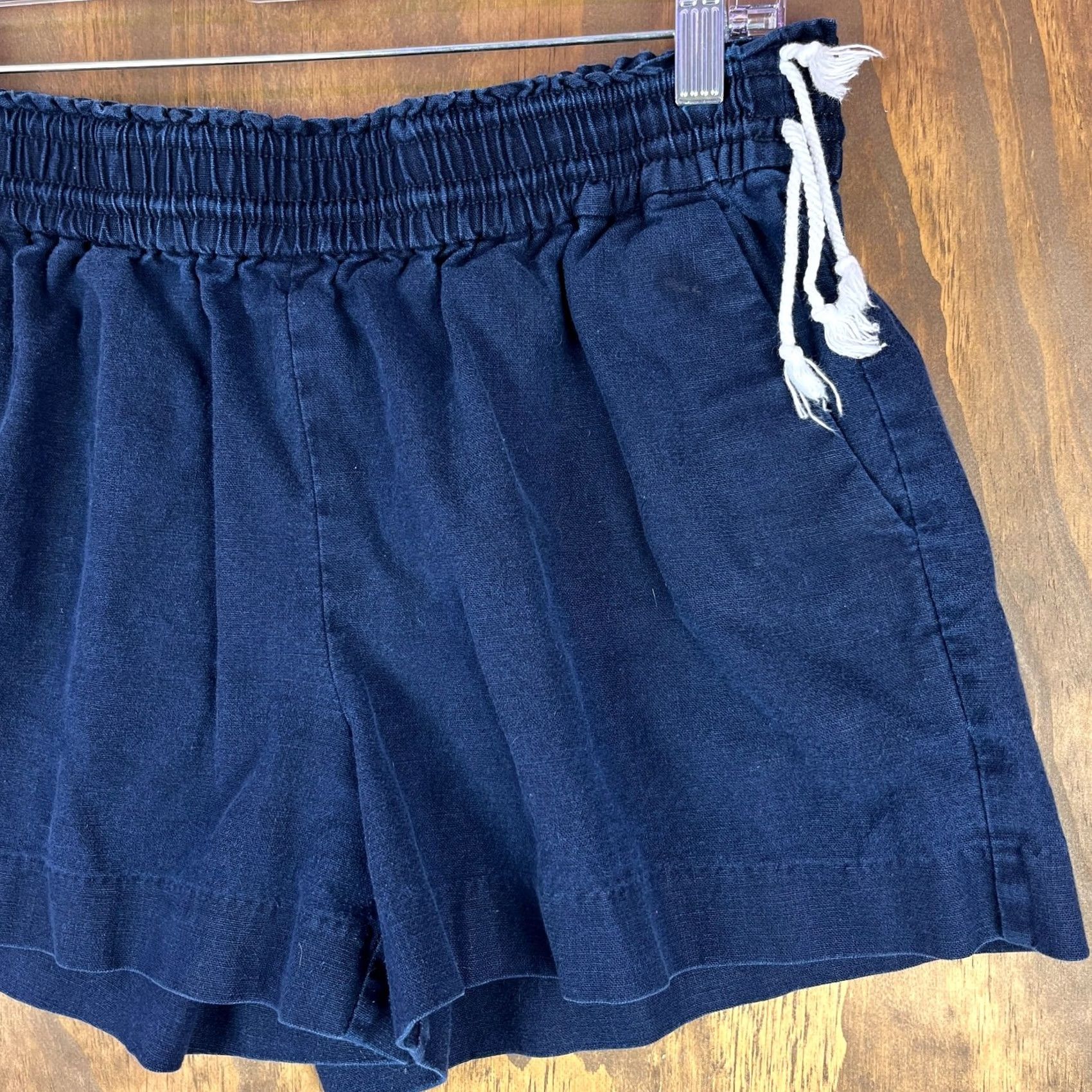 J.Crew J. Crew Womens Shorts Navy Blue Linen Cotton Drawstring Pull On Medium Size 32" / US 10 / IT 46 - 3 Thumbnail