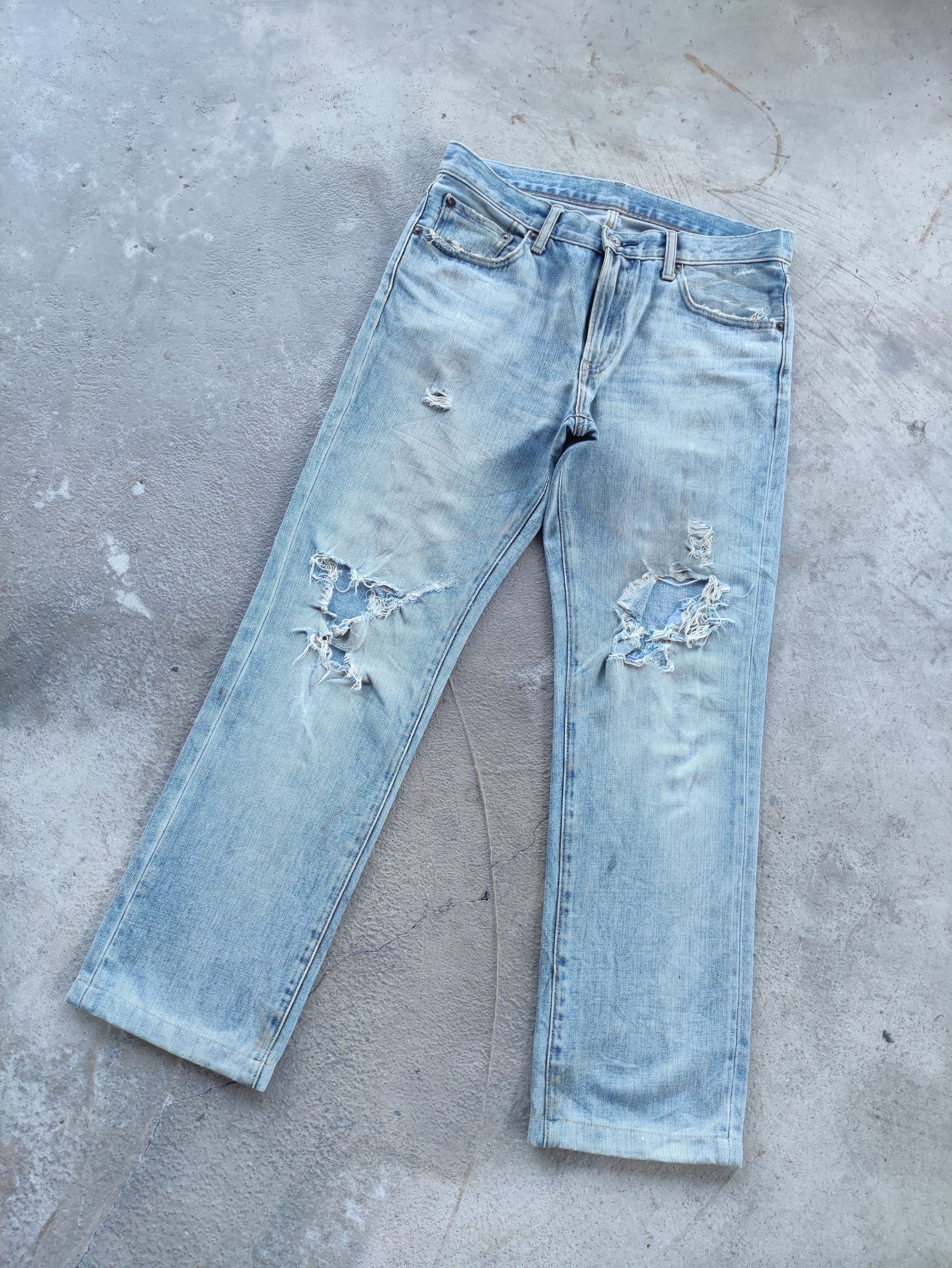 Japanese Brand Vintage Japanese Jean Distressed Faded Denim Size US 34 / EU 50 - 2 Thumbnail