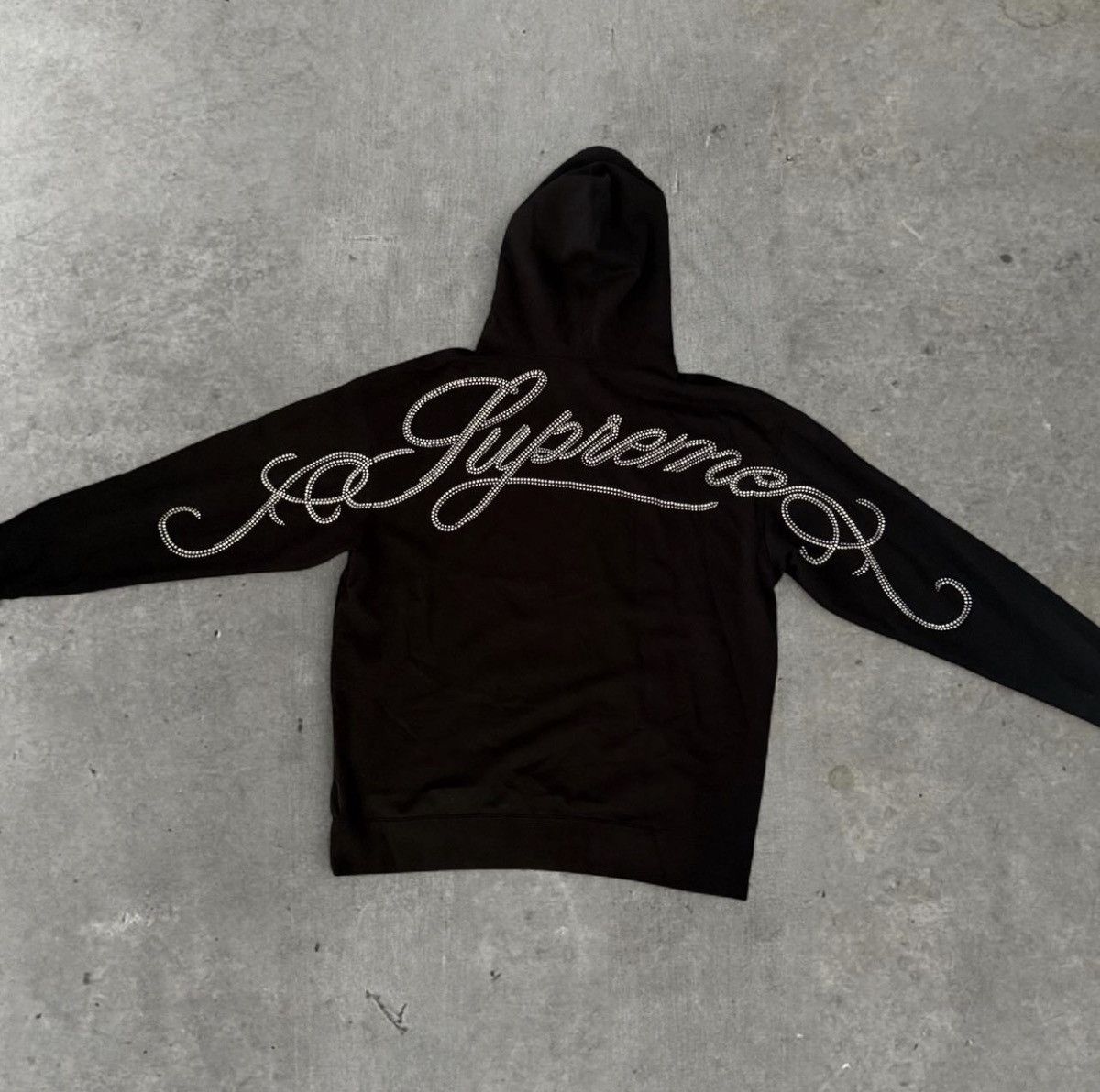 Supreme Supreme Rhinestone Script Hoodie | Grailed