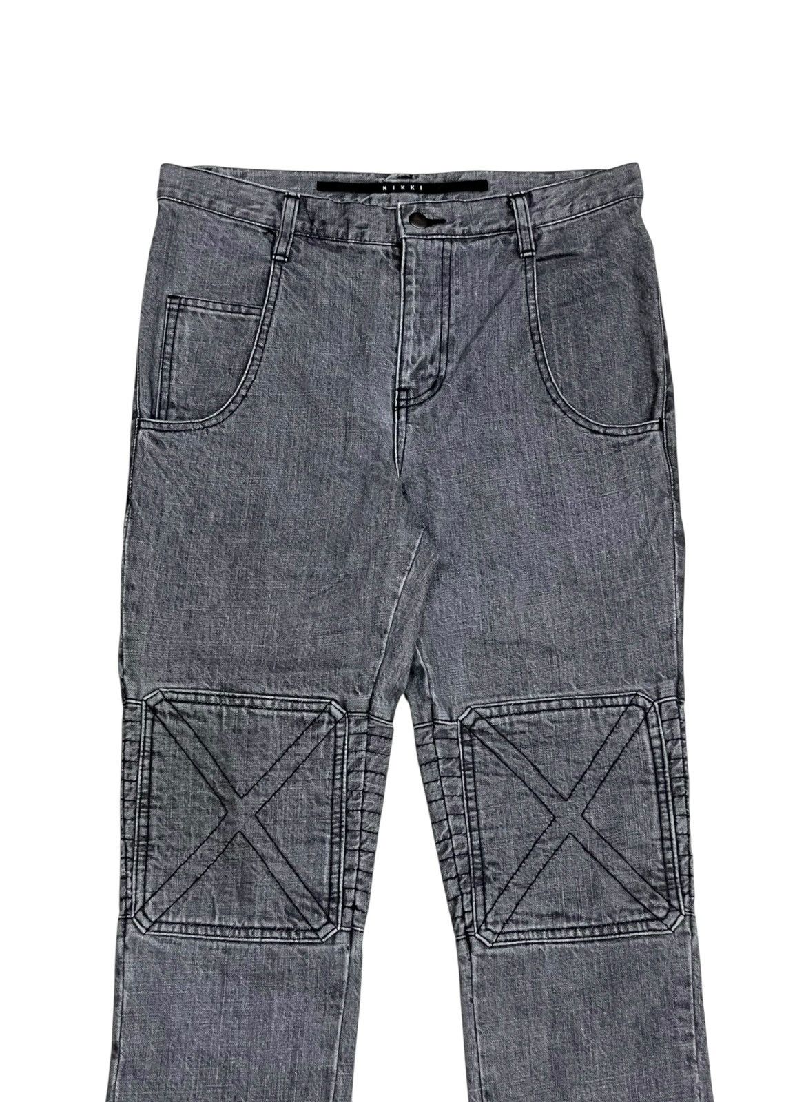 Niki Archival NIKKI Japan Heavy Cross-Stitch Moto Biker Denim Y2K Size US 29 - 5 Thumbnail