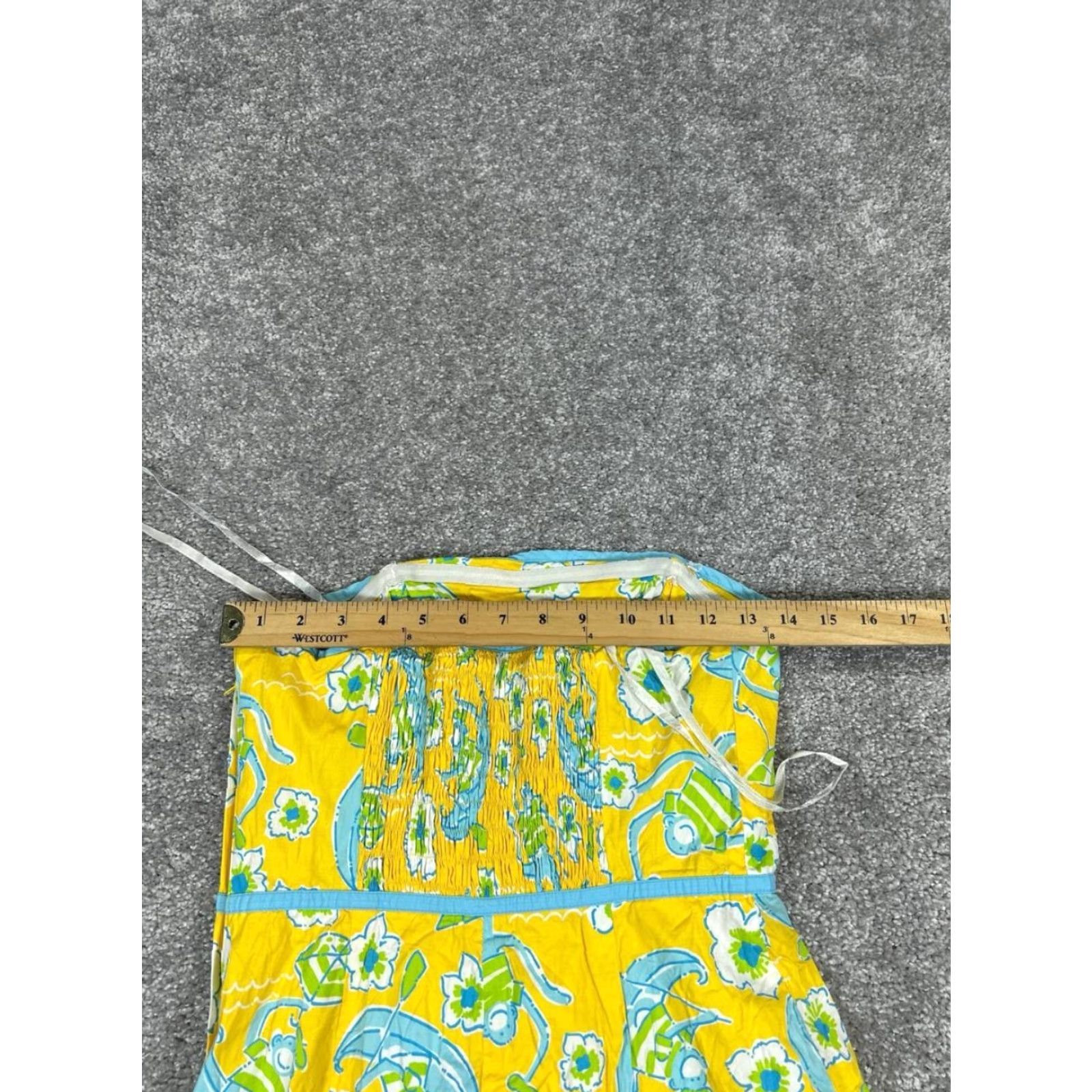 Lilly Pulitzer Lilly Pulitzer Dress Womens 4 Yellow Blue Cotton Floral Blouson Size S / US 4 / IT 40 - 4 Thumbnail